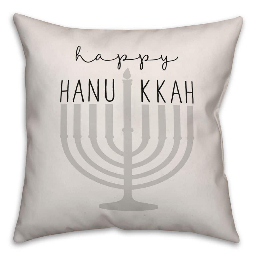Happy Hanukkah Menorah 18x18 Spun Poly Pillow