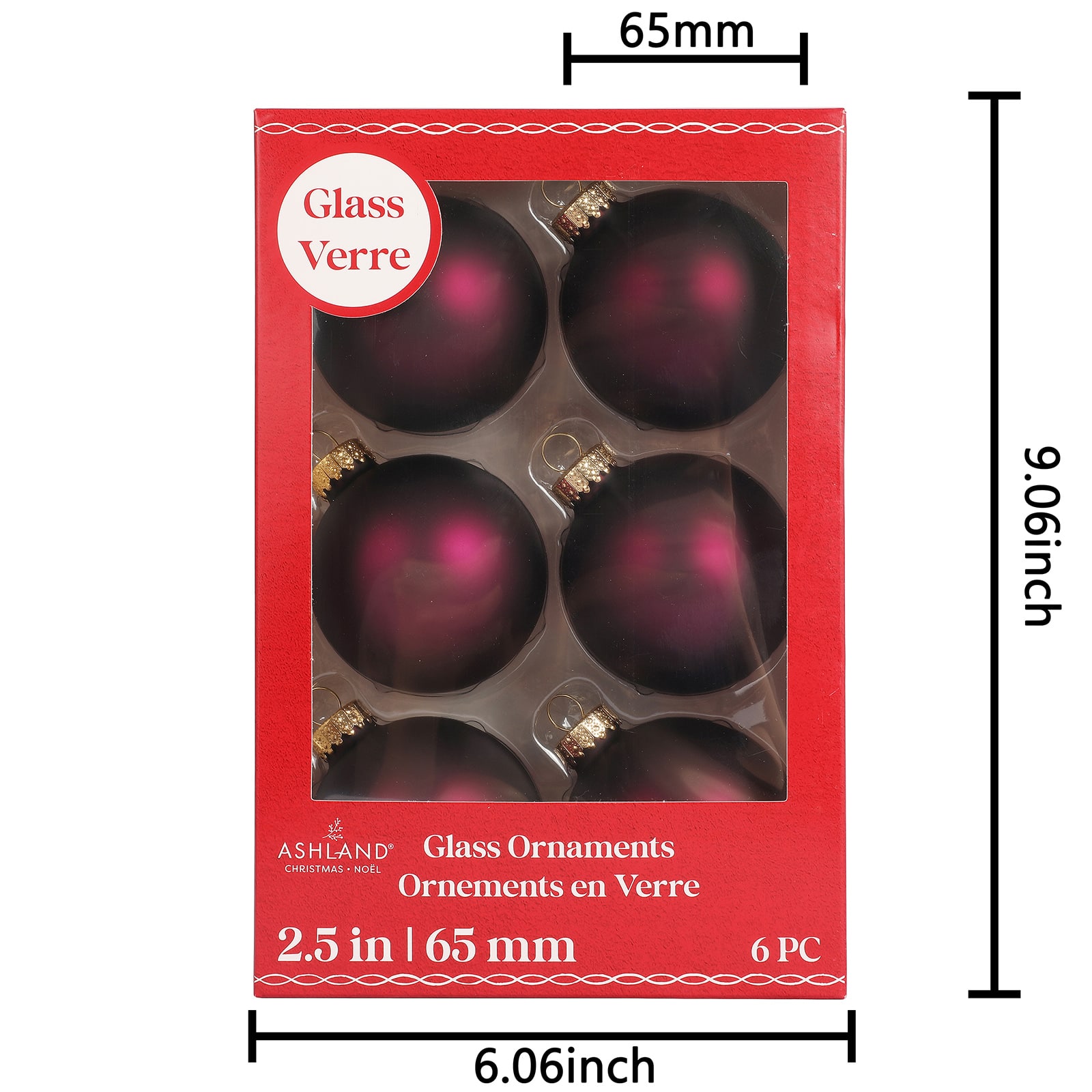6 Pack 2.5&#x22; Satin Glass Ball Ornaments by Ashland&#xAE;