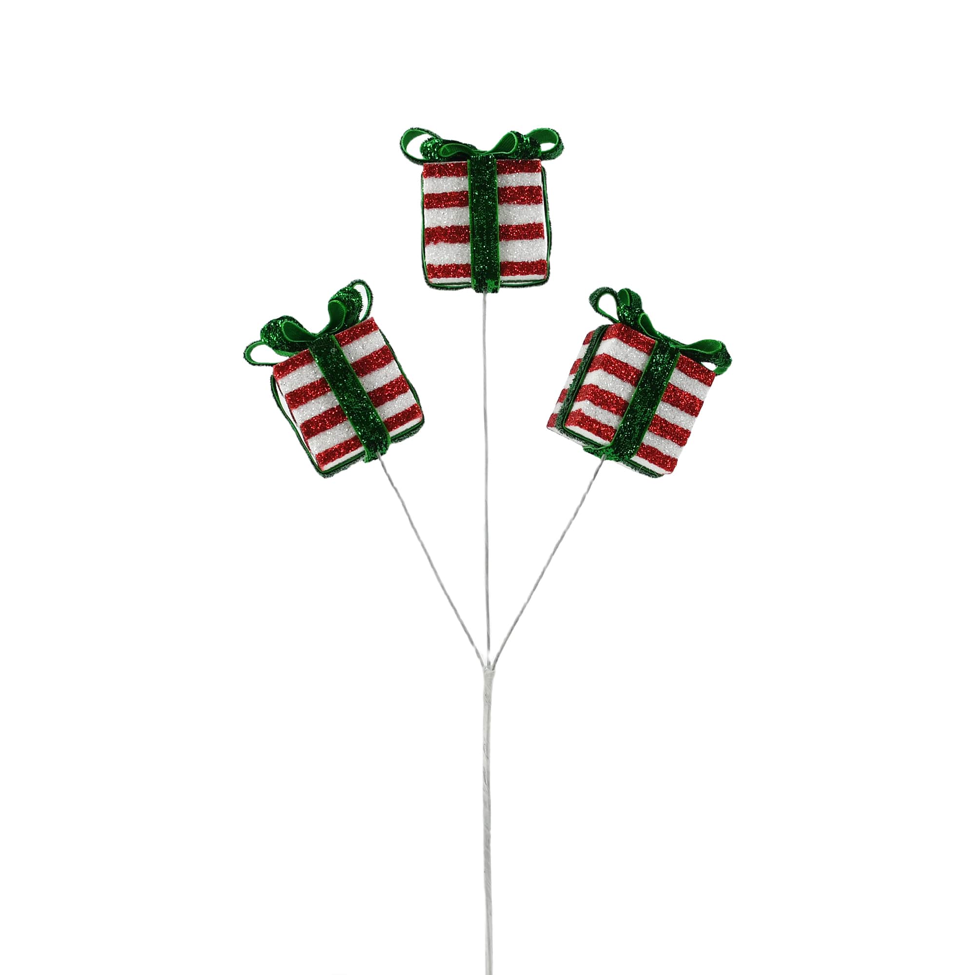 11.75&#x22; Red &#x26; White Glitter Gift Box Pick by Ashland&#xAE;