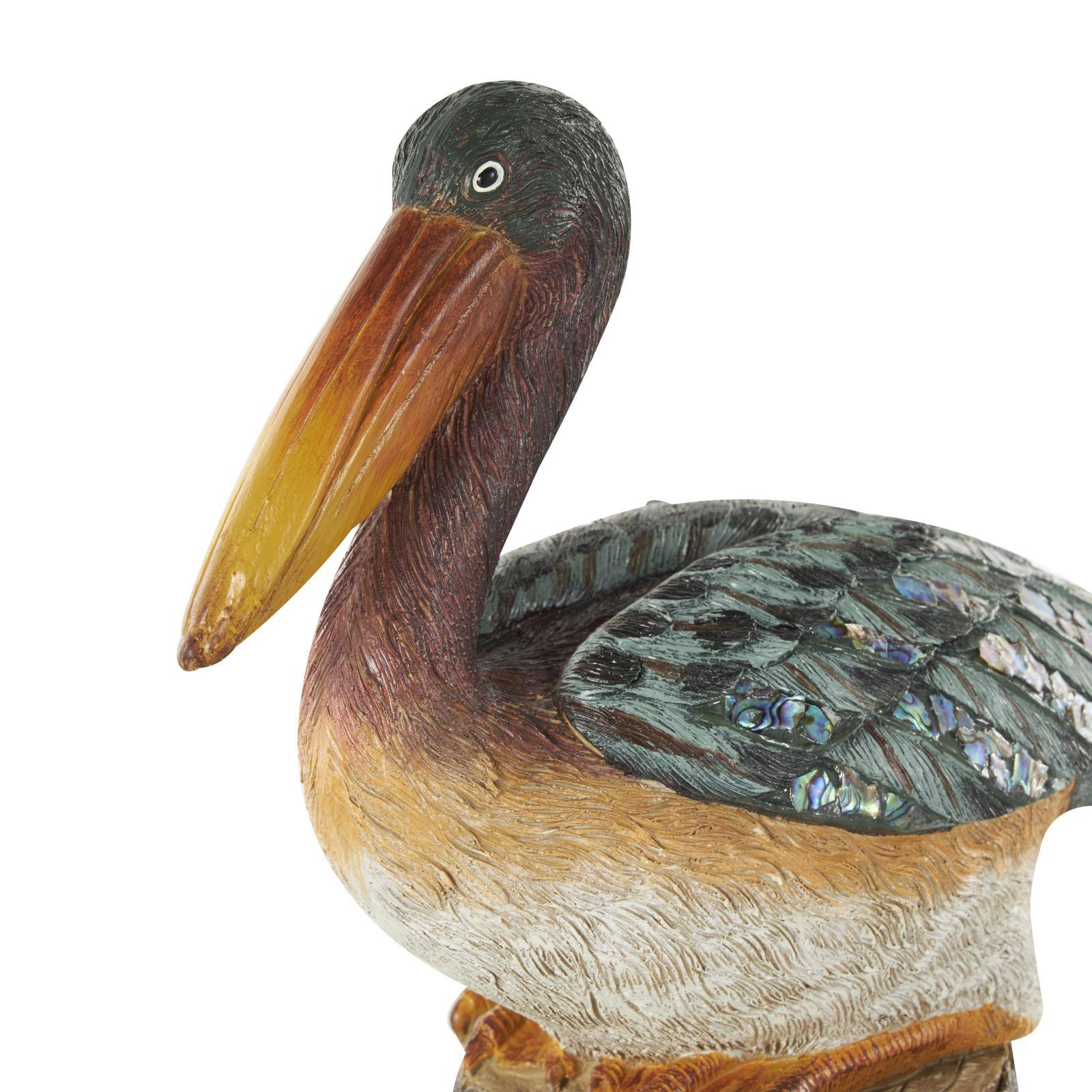 12" Teal Pelican Textured Sitting Sculpture