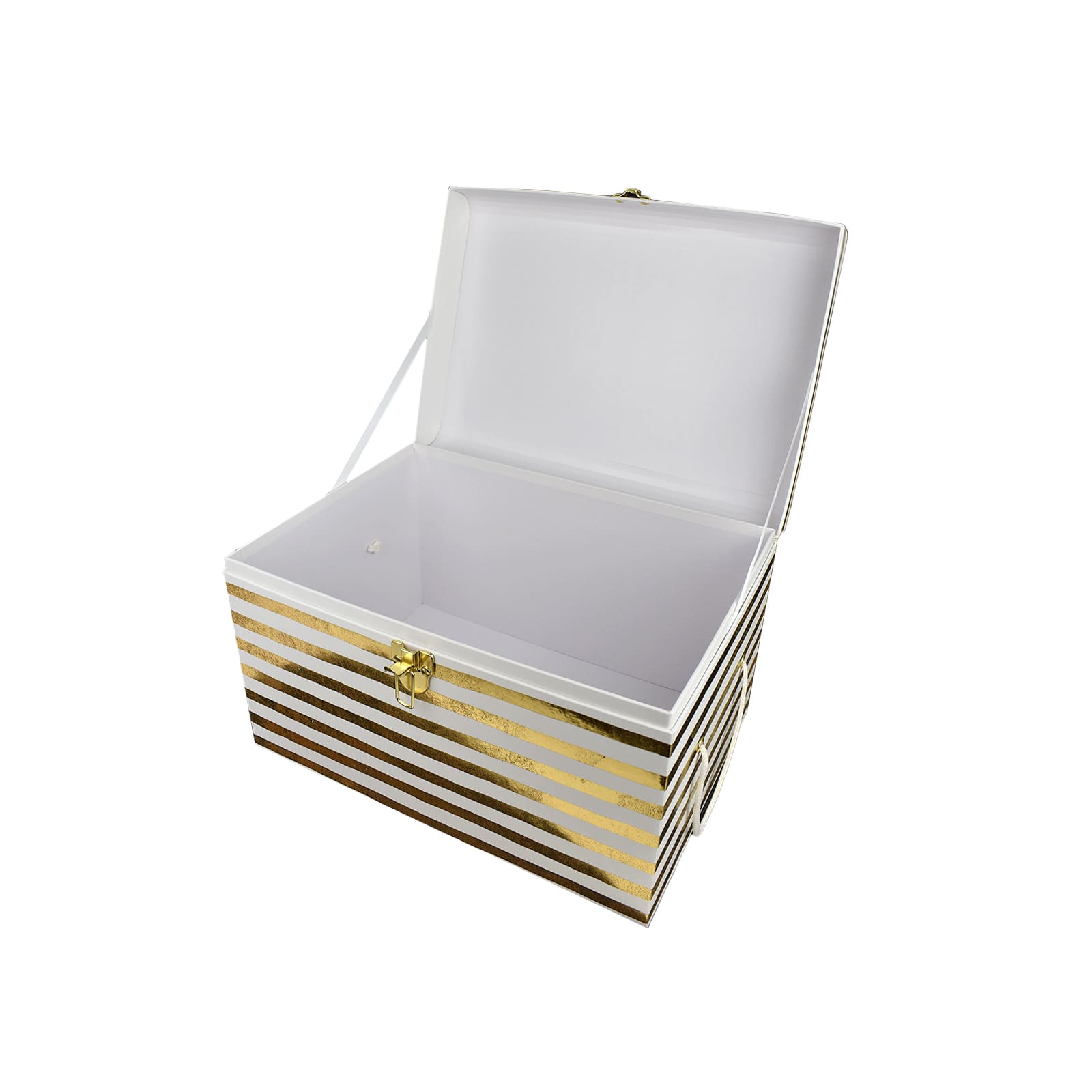 White & Gold Stripes Decorative Trunk by Ashland