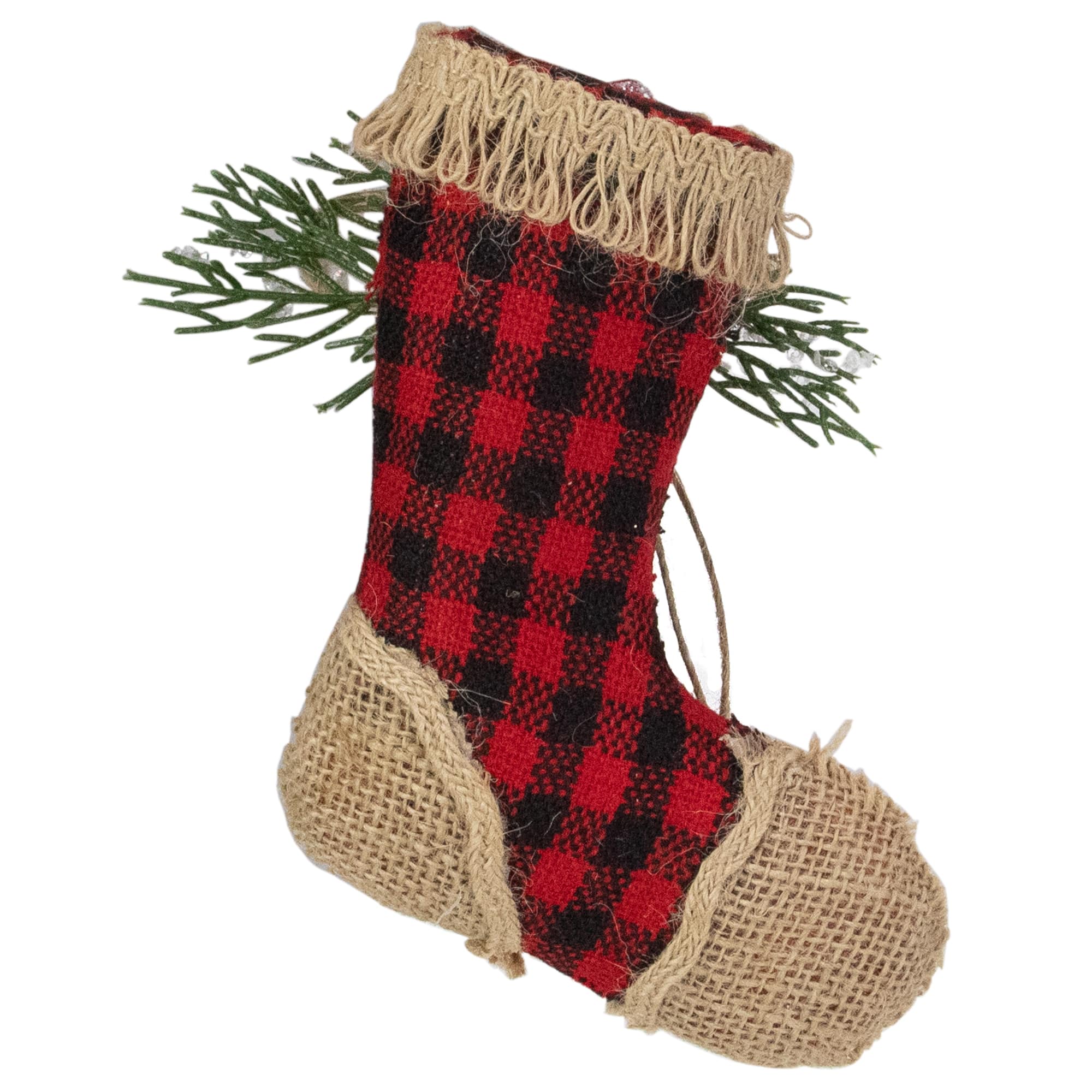 Red Plaid & Burlap Stocking Ornament