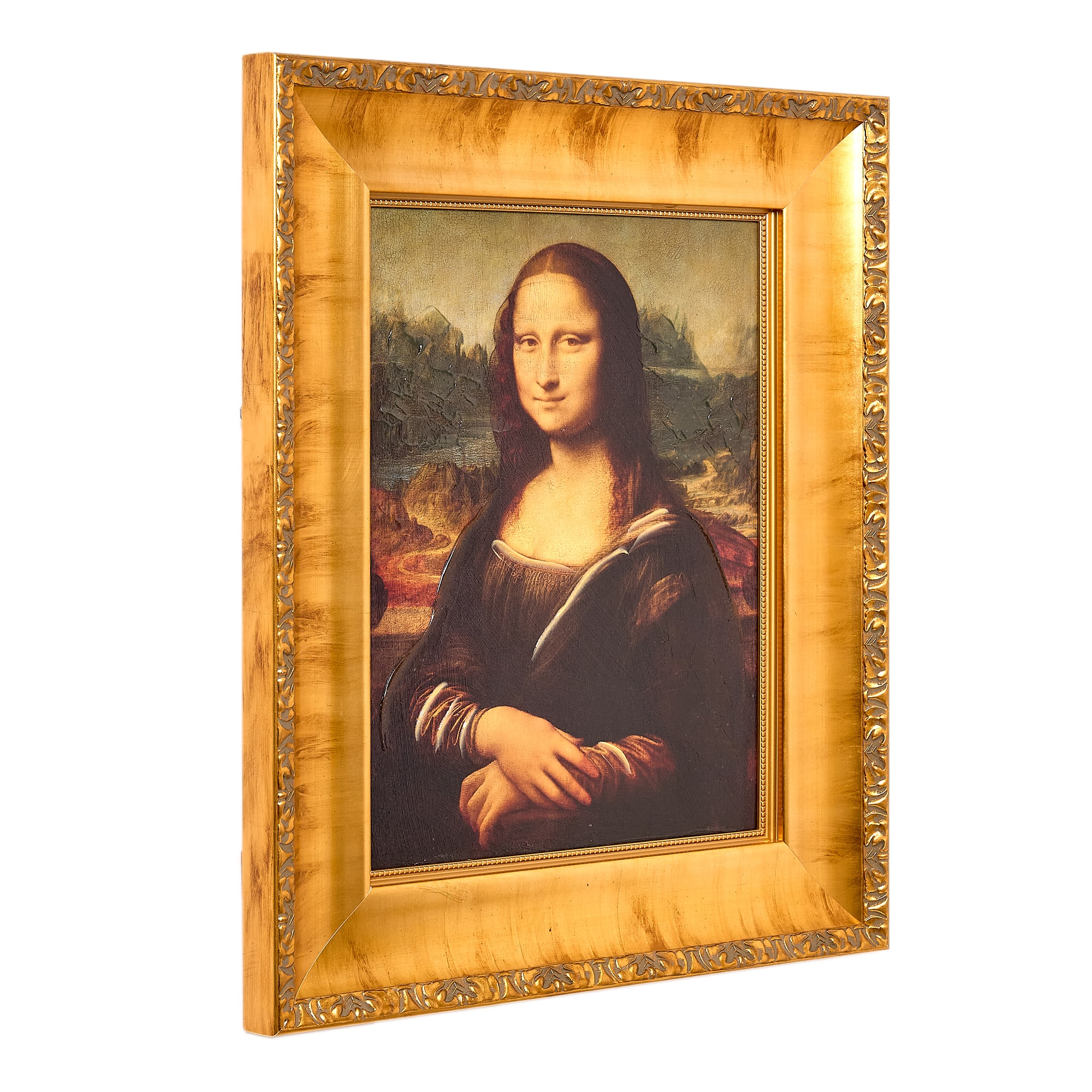 American Art Decor Ornate Framed Mona Lisa Canvas Print by Leonardo da Vinci - 18.5" x 22.25"