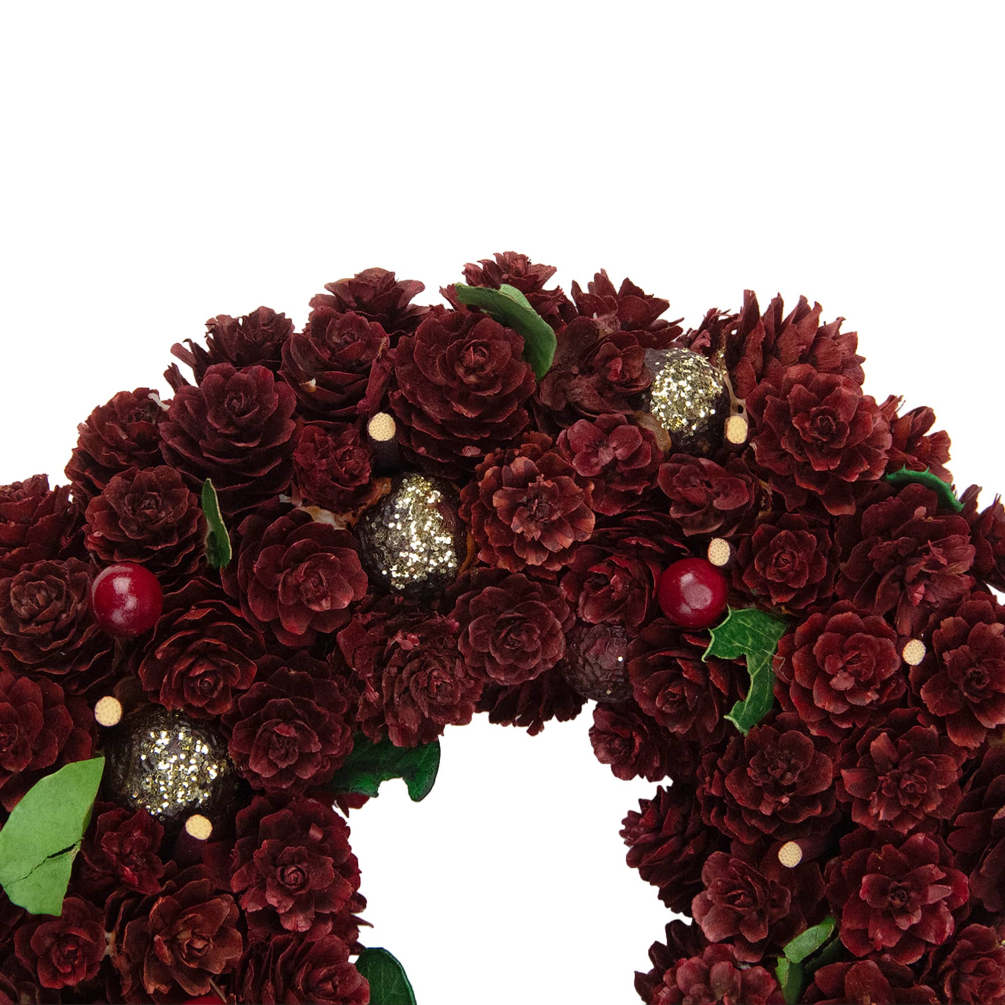 9.5" Red & Gold Pinecone Wreath