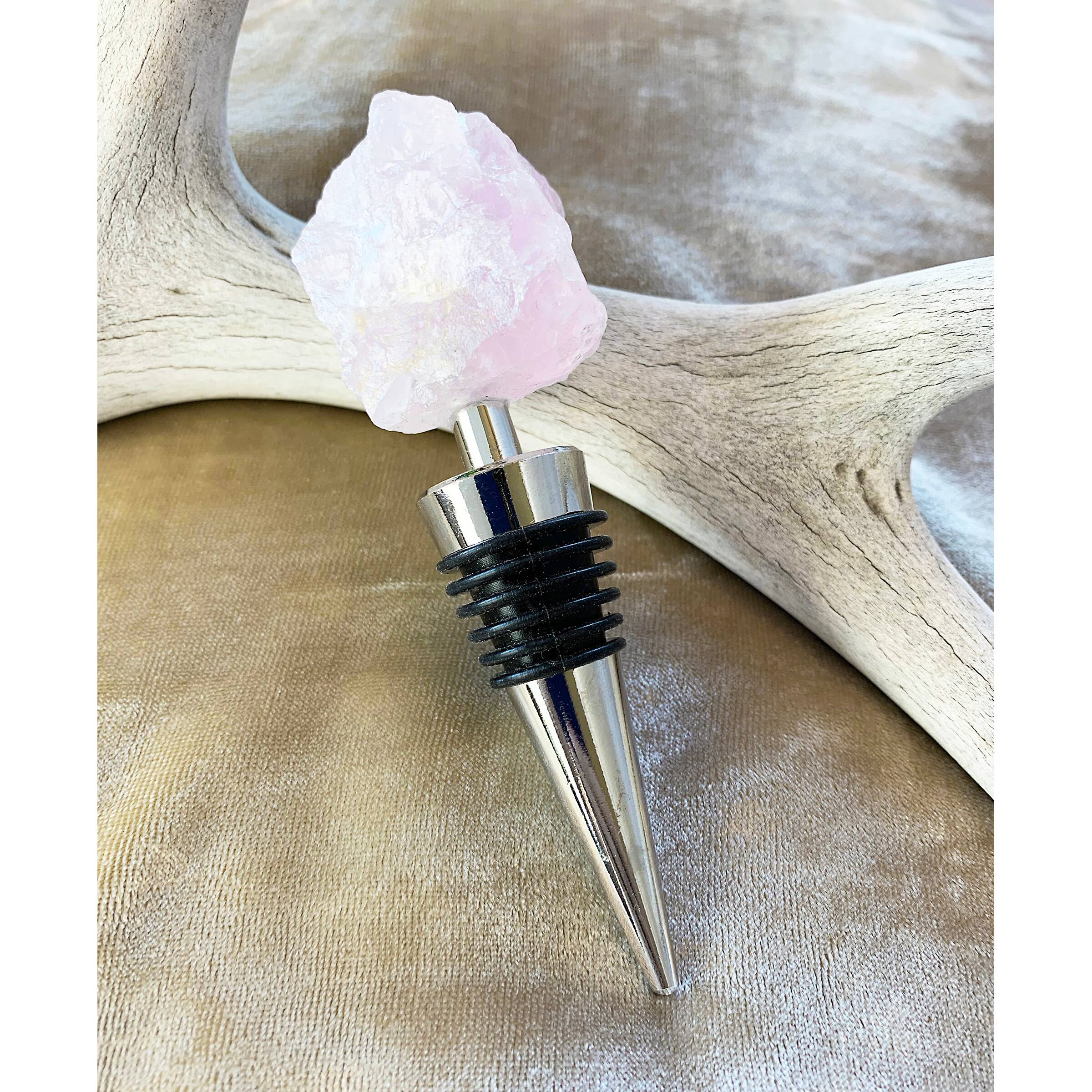 Wine Stopper with Rose Quartz