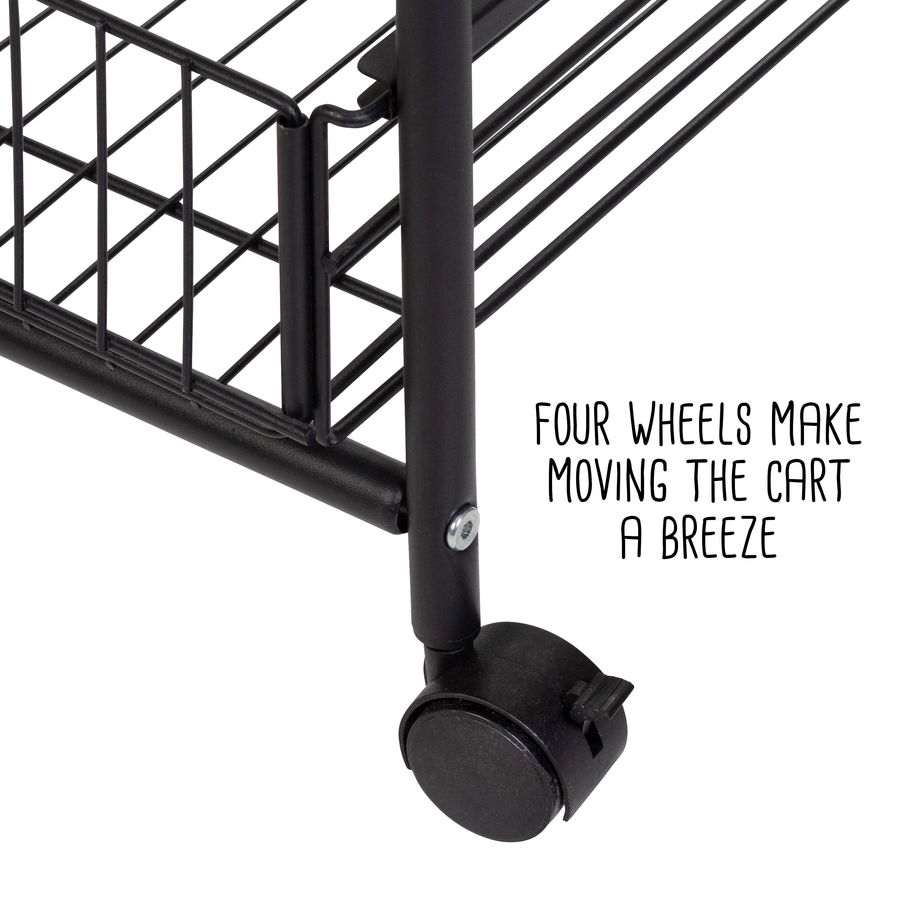 Honey Can Do Black 4-Tier Rolling Cart