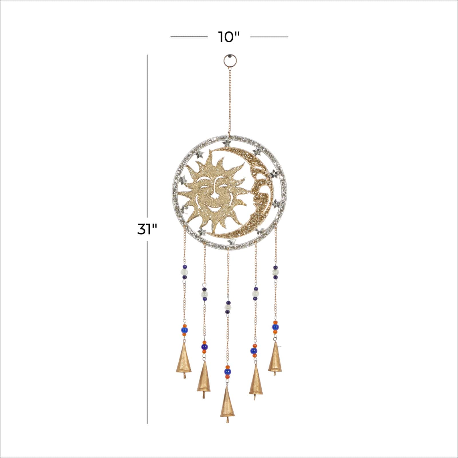 Silver Sun &#x26; Moon Metal Eclectic Windchime