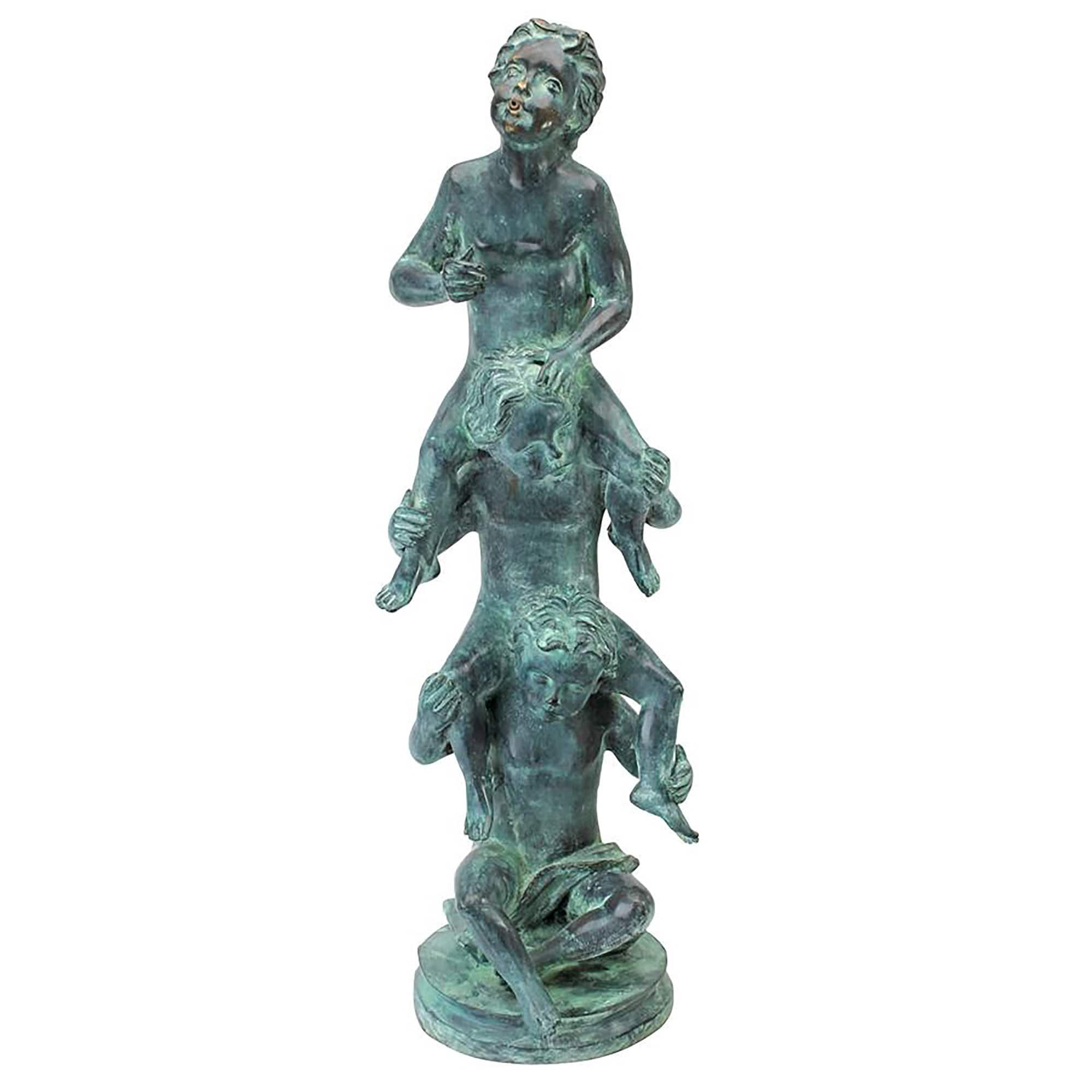 Design Toscano 30" Child's Play Stacked Children Spitting Bronze Statue