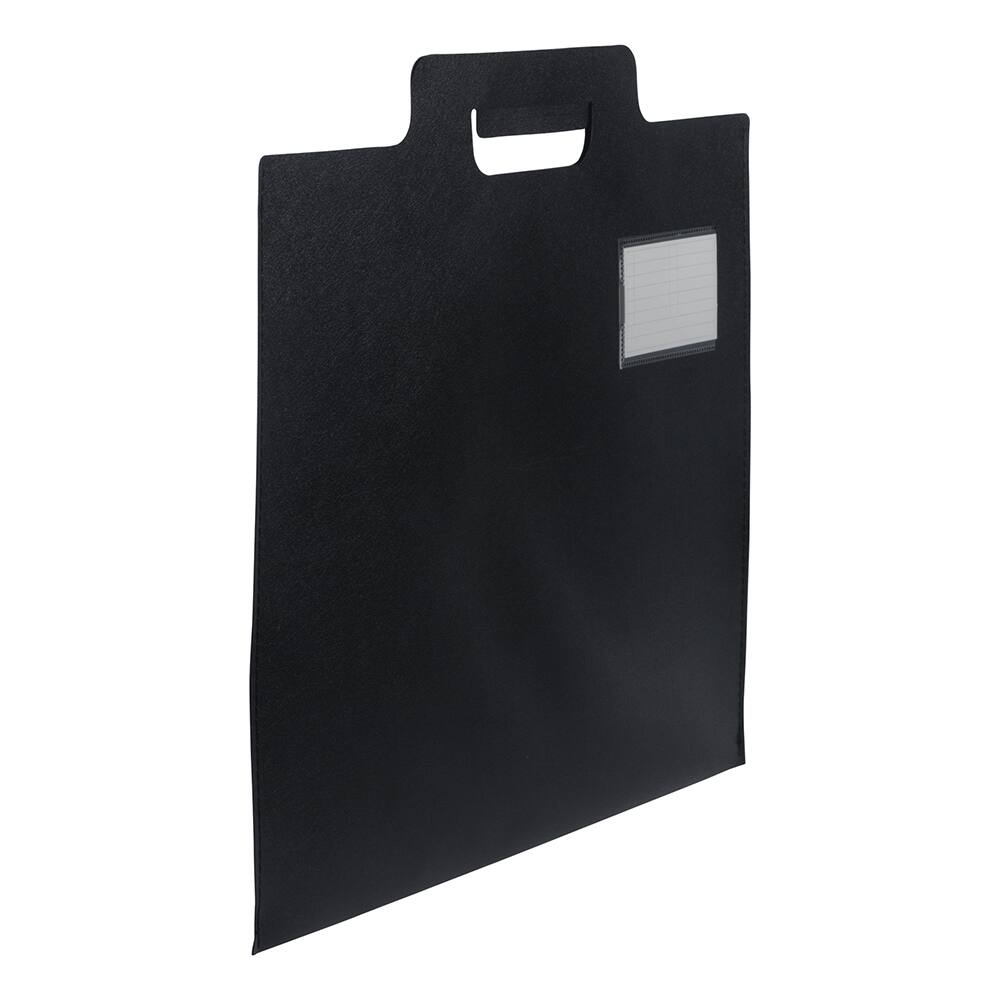 JAM Paper Black Plastic Thin Portfolio File Carry Case with Handles