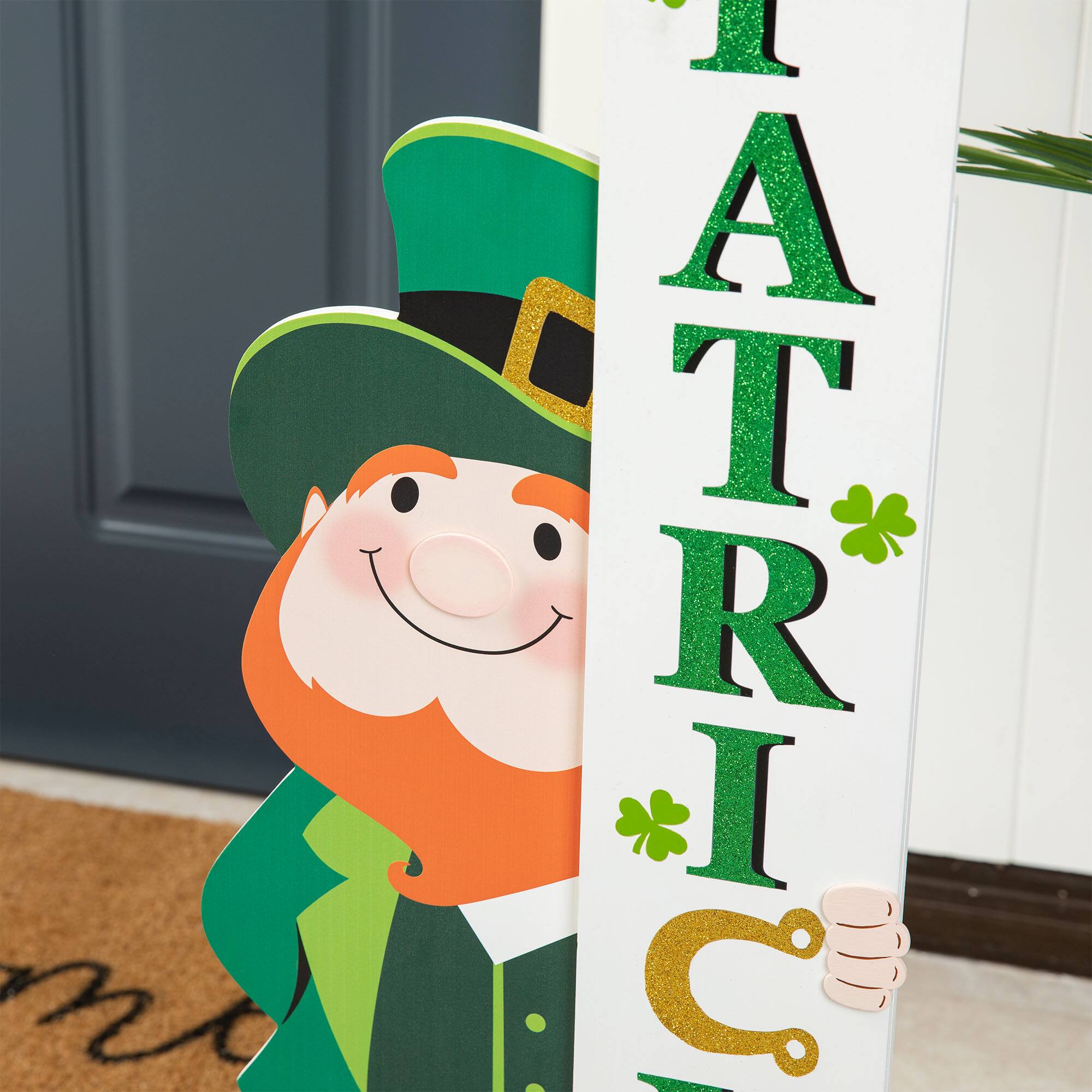 Glitzhome® 36" Wooden Leprechaun Happy St. Patrick's Day Porch Décor