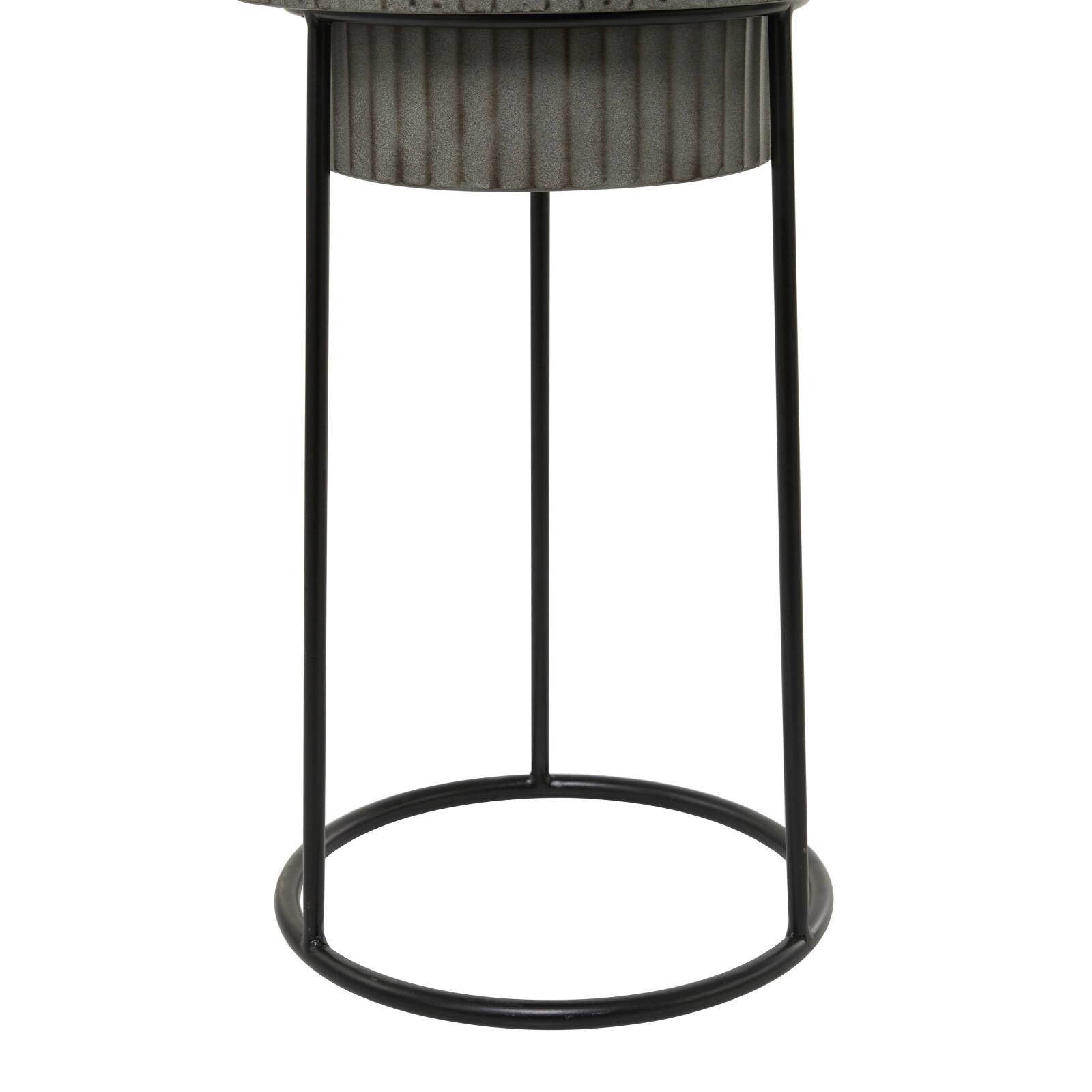 Dark Gray Metal Modern Planter Set