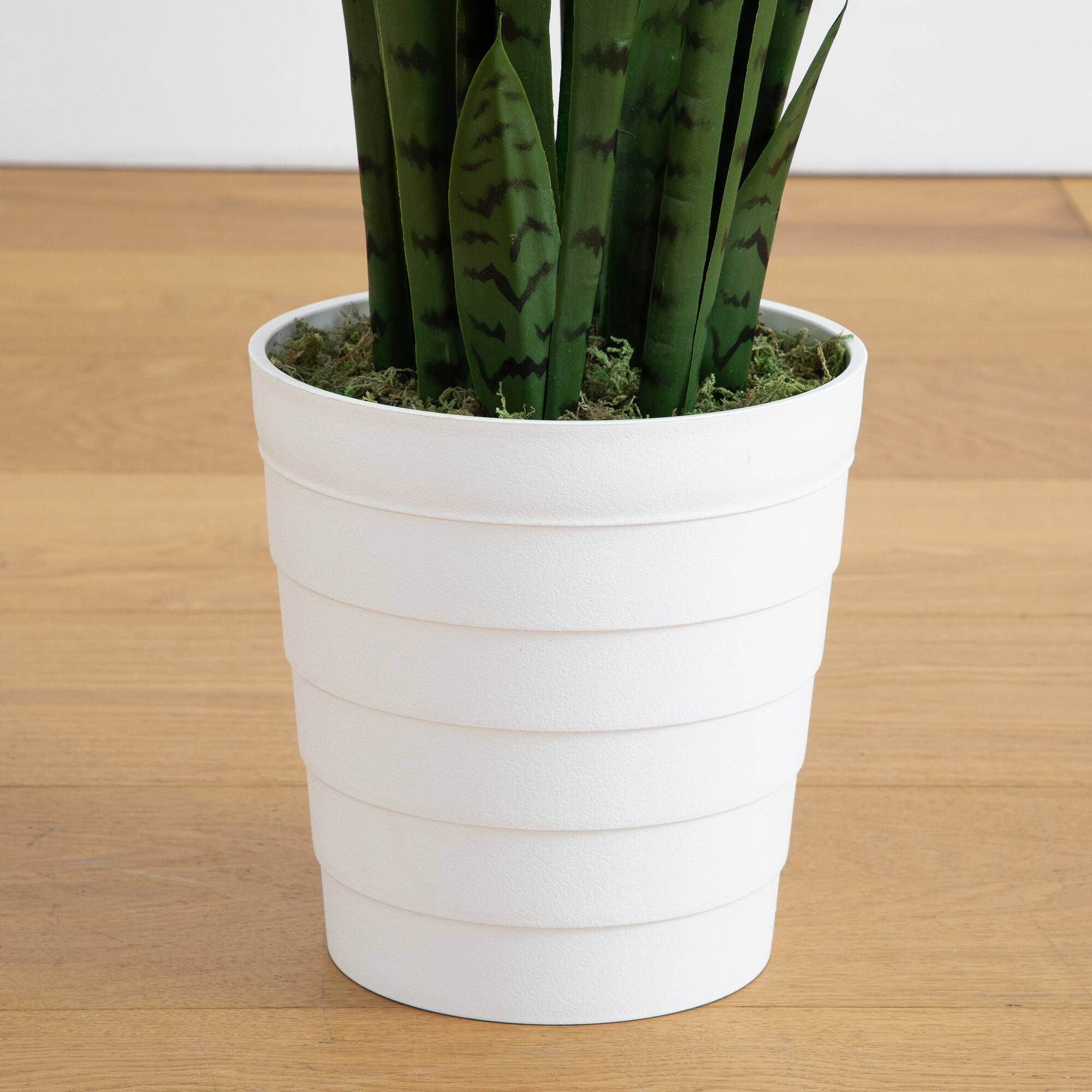 4ft. UV Resistant Artificial Snake Plant in White Decorative Planter