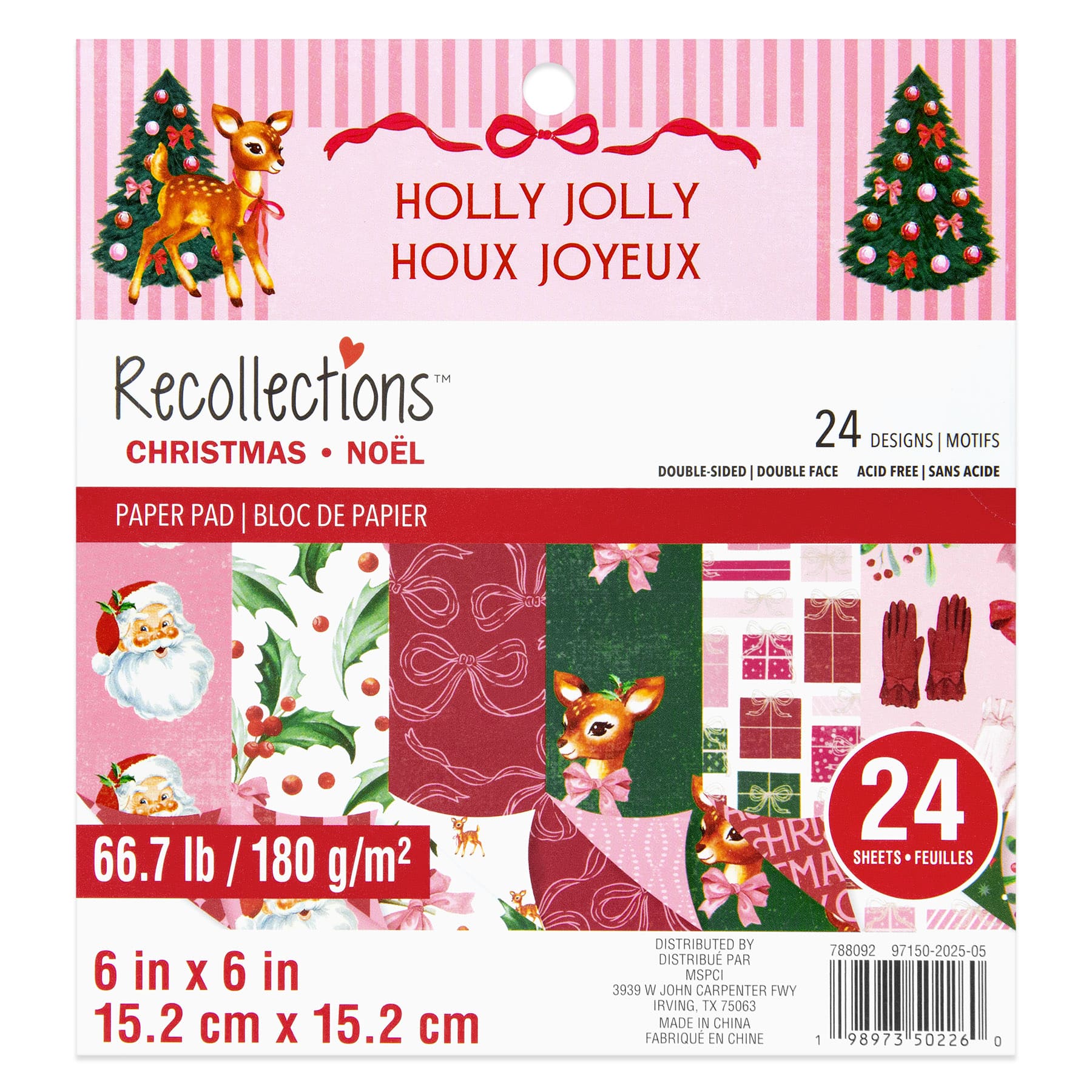 6&#x22; x 6&#x22; Holly Jolly Double-Sided Paper Pad, 24 Sheets by Recollections&#x2122;