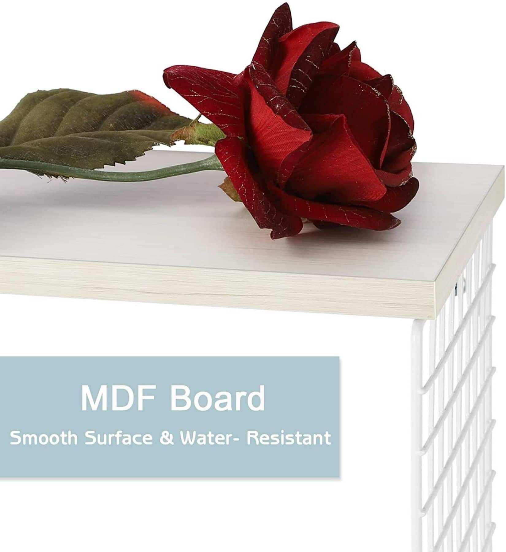 Wood & Metal Wall Mounted Bathroom Towel Rack with 6 Hooks