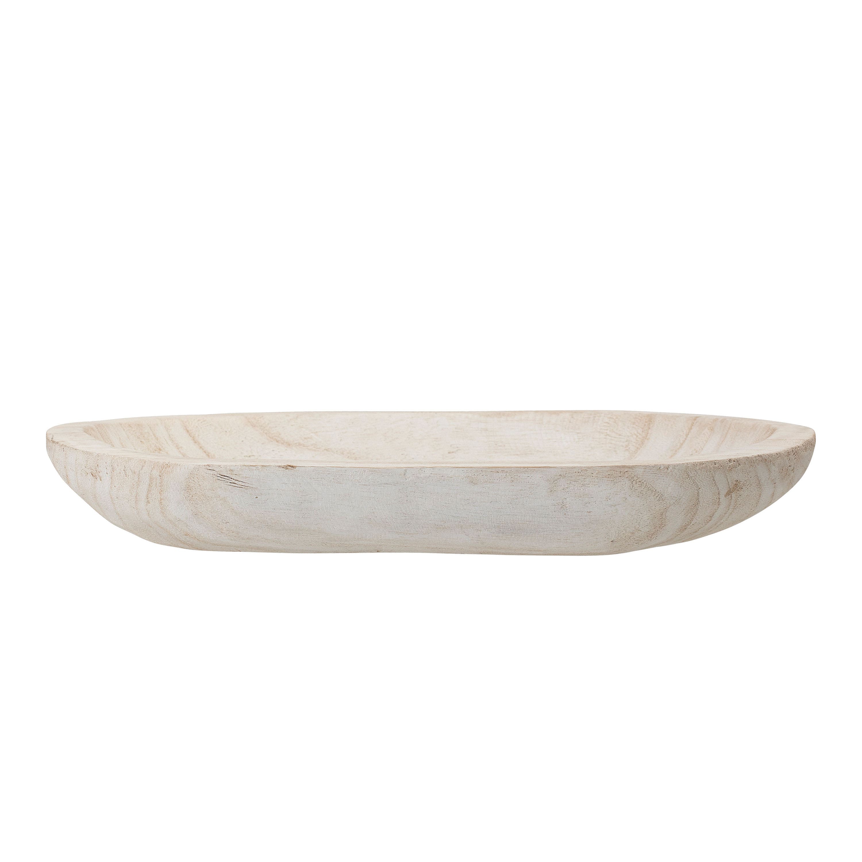 14.5&#x22; Hand-Carved Paulownia Wood Bowl