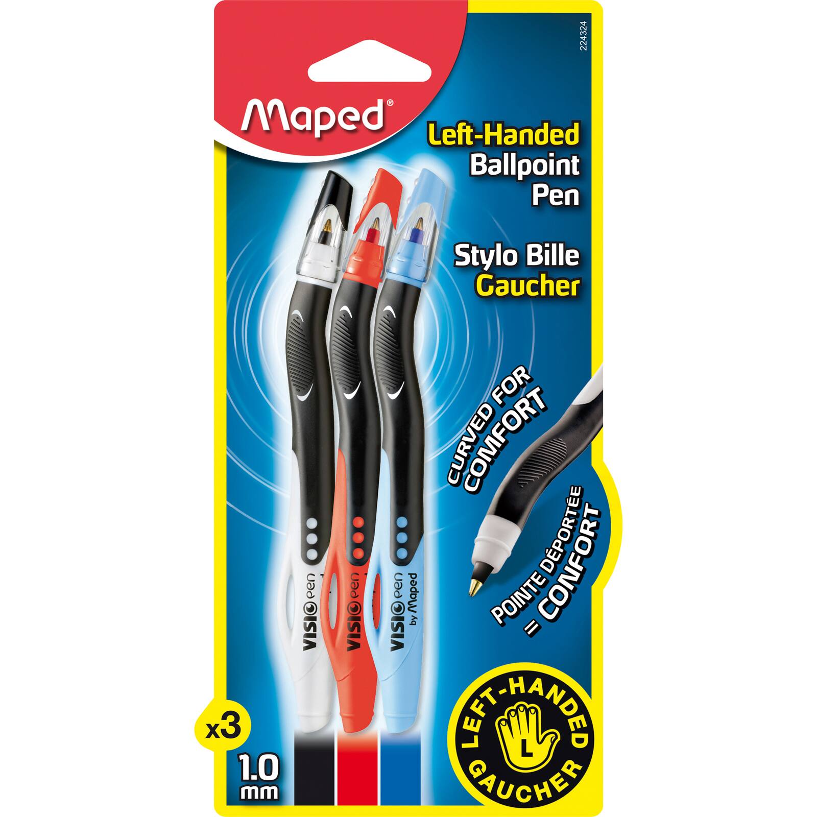 Maped&#xAE; Visio Left-Handed Ball Point Pen, 3 Packs of 3