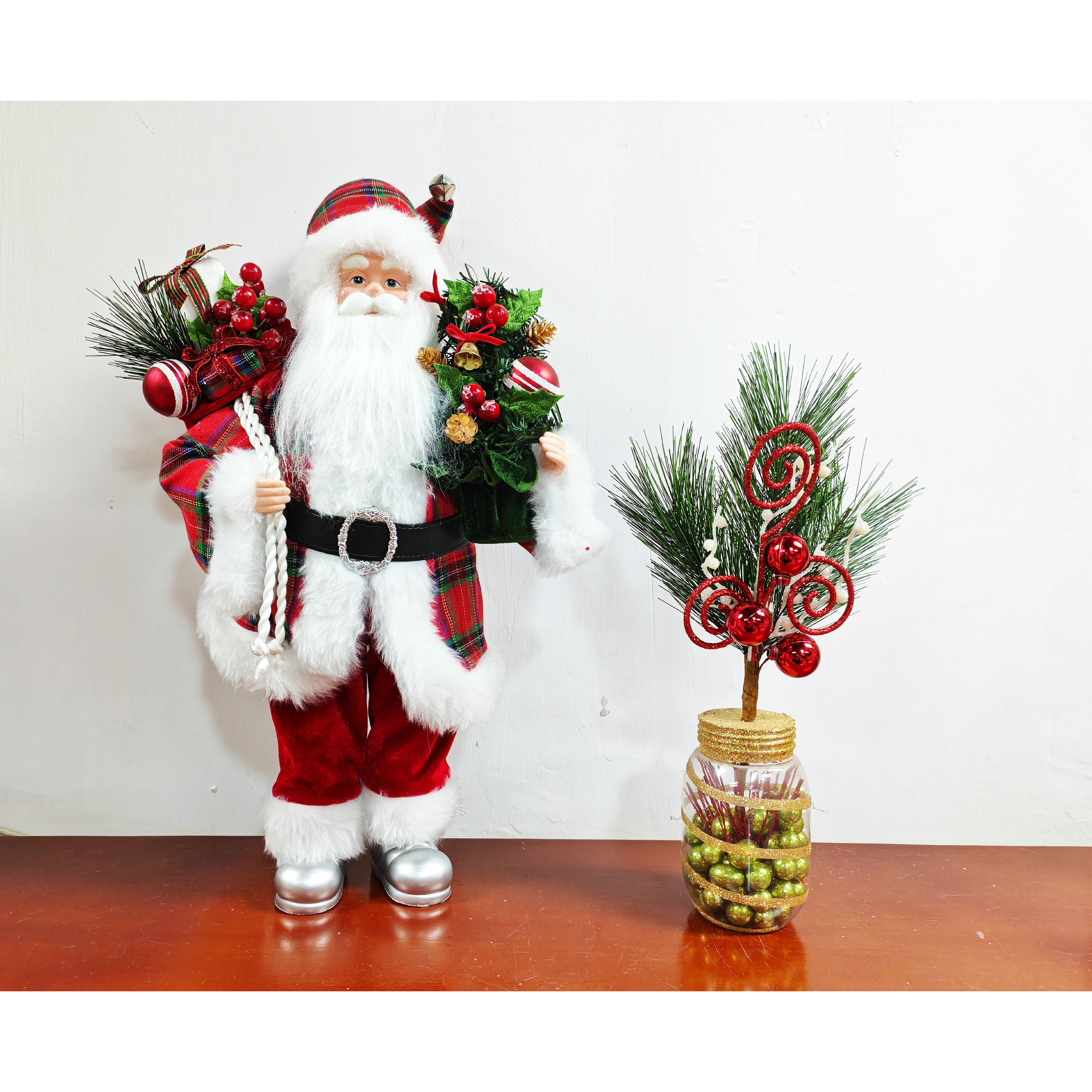 14" Green Pine, Red Glitter Swirl & Ball Ornament Pick by Ashland® 