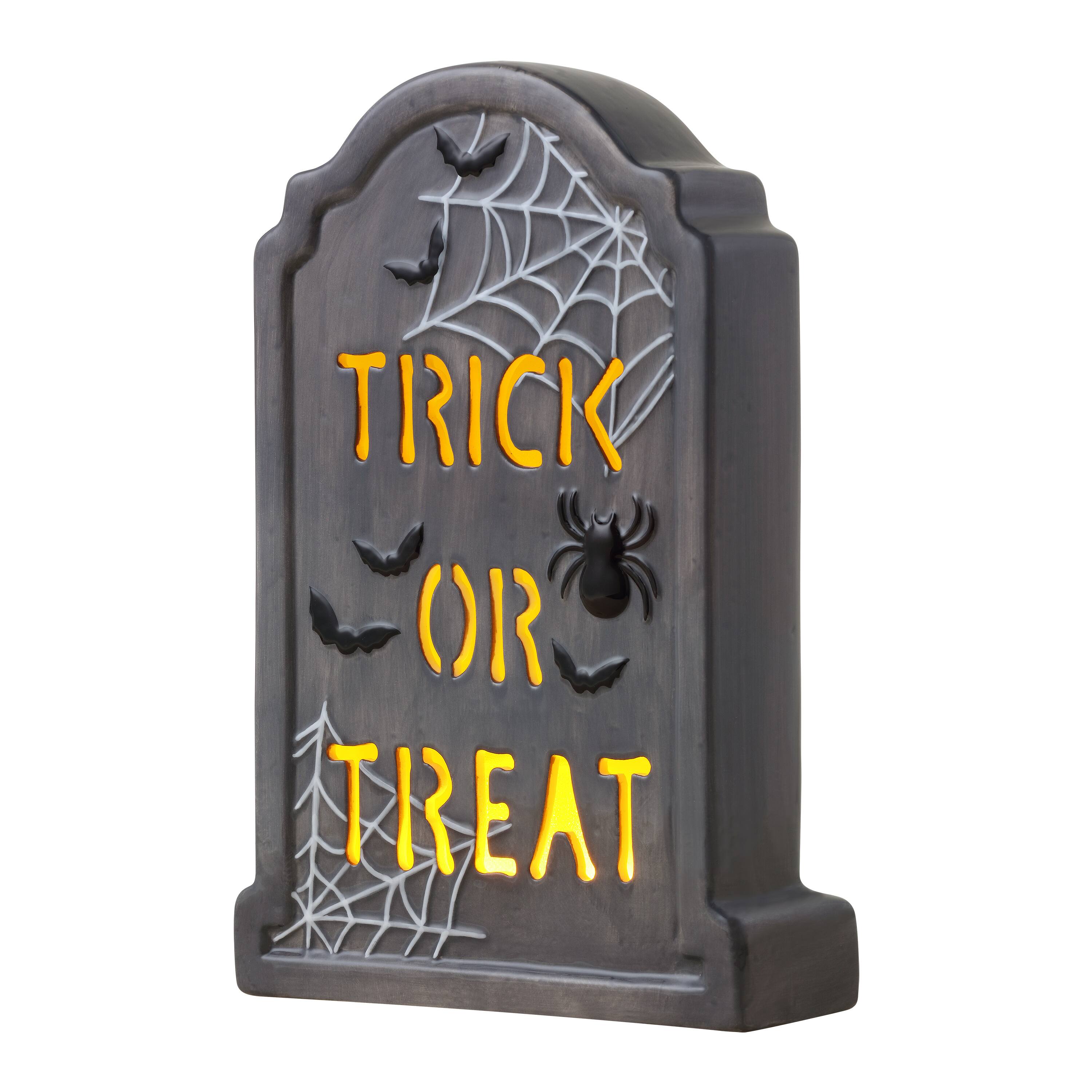 Mr. Halloween 10" Ceramic LED Trick Or Treat Tombstone