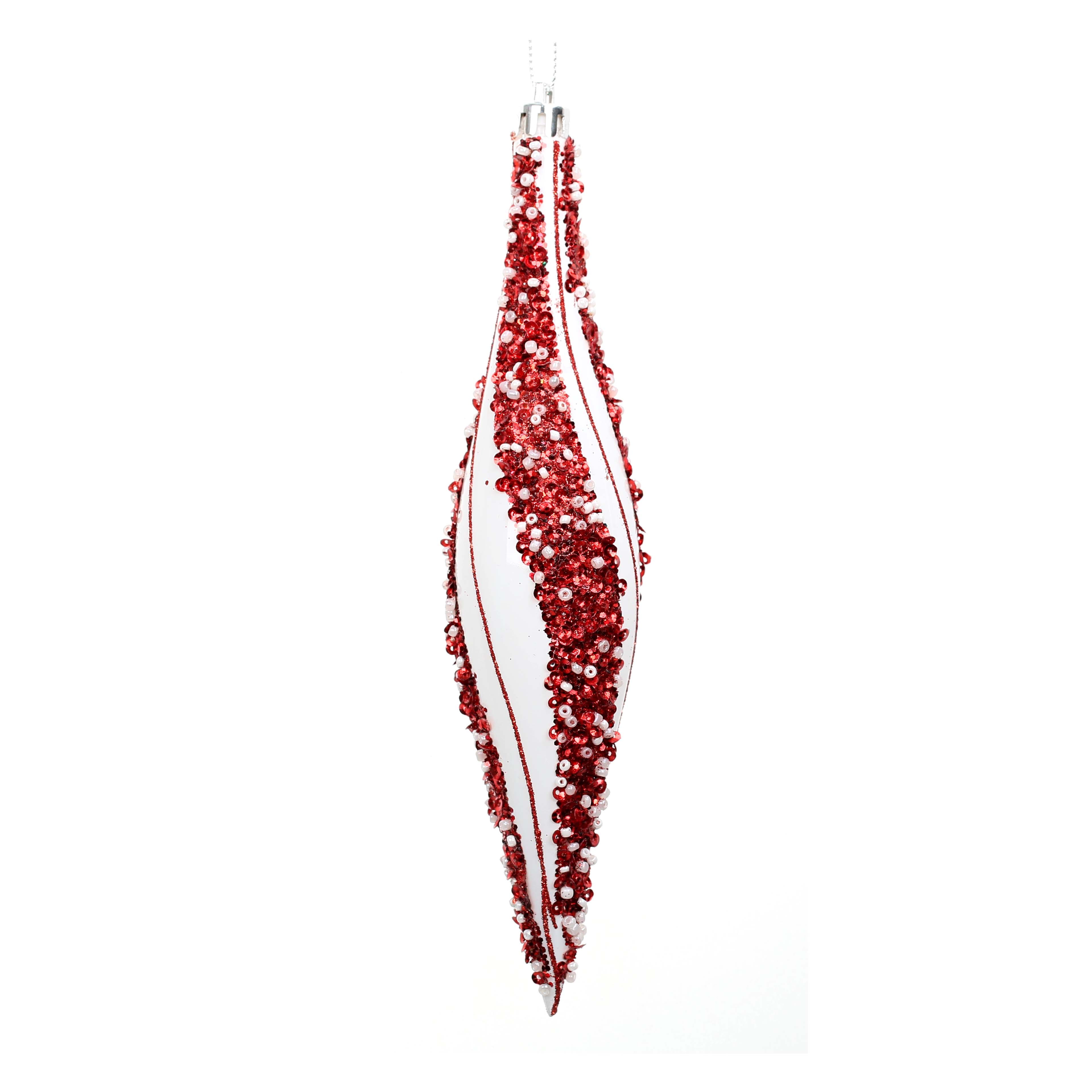 6 Pack 7.7&#x22; Red &#x26; White Teardrop Ornaments by Ashland&#xAE;