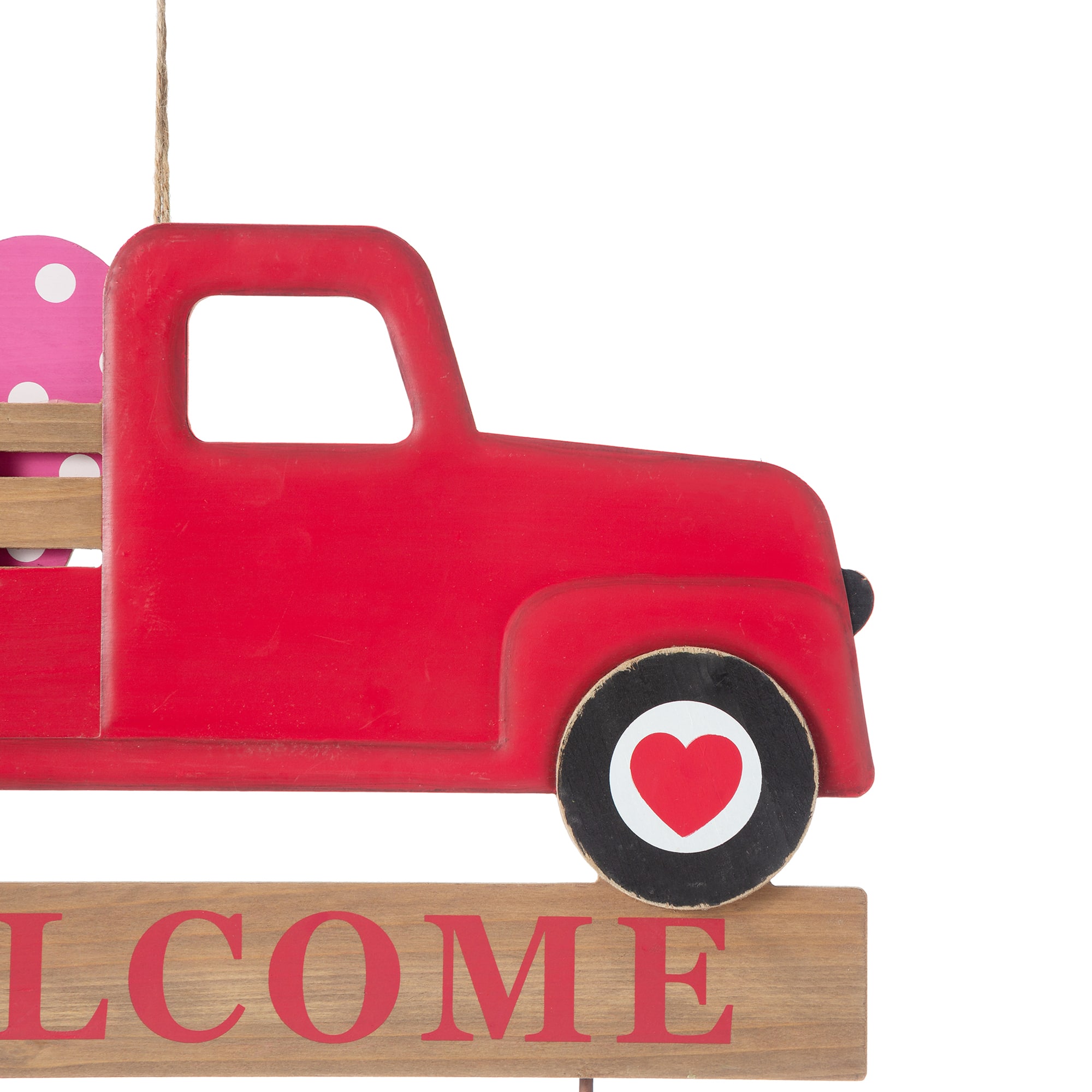 Glitzhome&#xAE; 24&#x22; Metal Wooden Valentine&#x27;s Truck Yard Stake &#x26; Hanging Sign