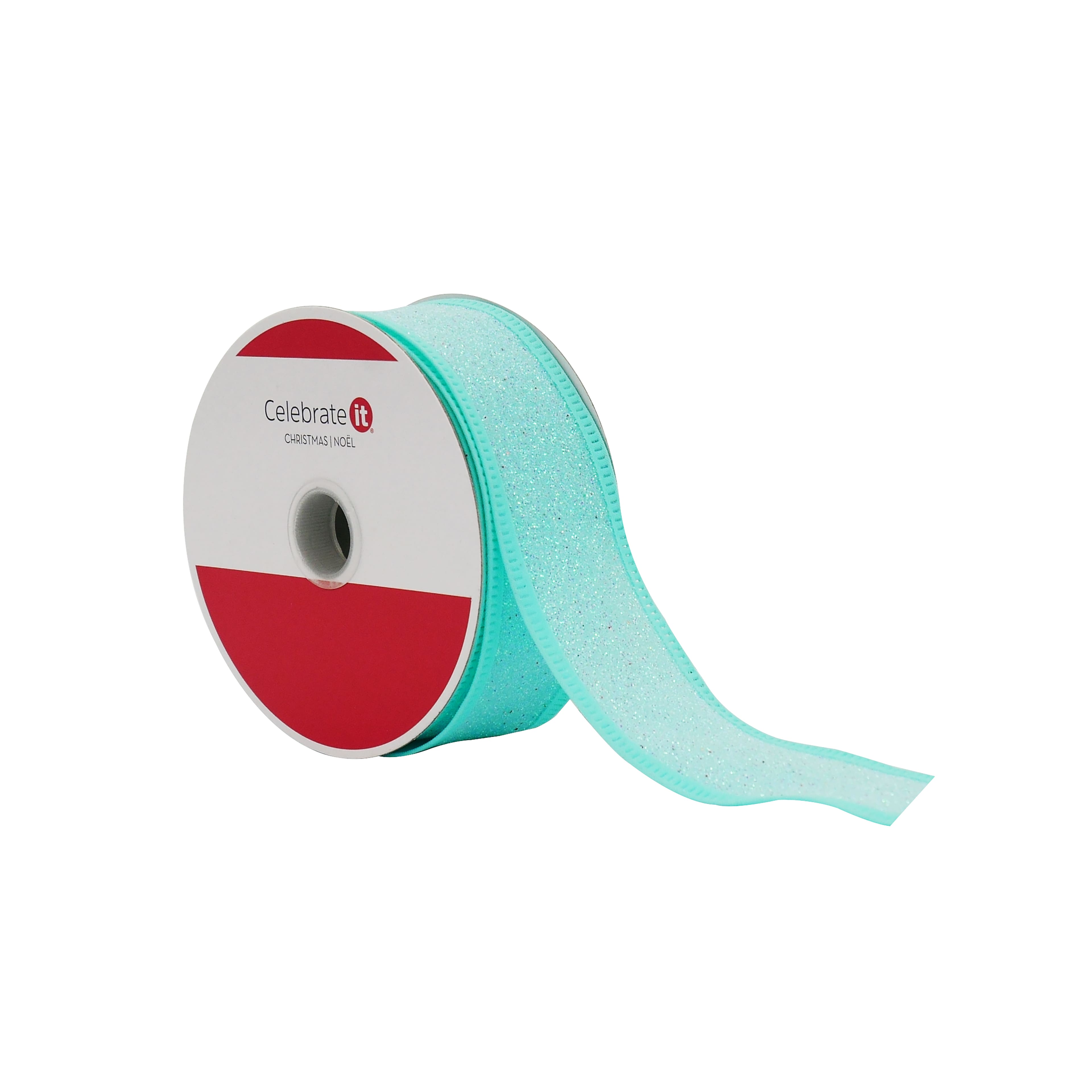 1.5&#x22; x 30ft. Turquoise Glitter Candy Wired Taffeta Ribbon by Celebrate It&#xAE;