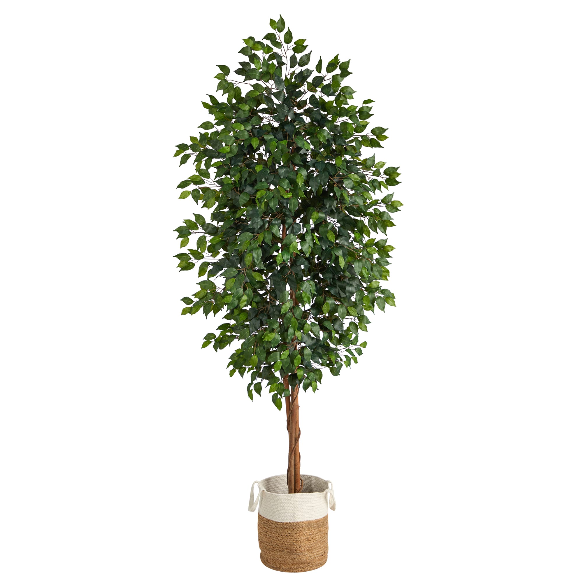 8ft. Ficus Artificial Tree with Handmade Natural Jute and Cotton Planter