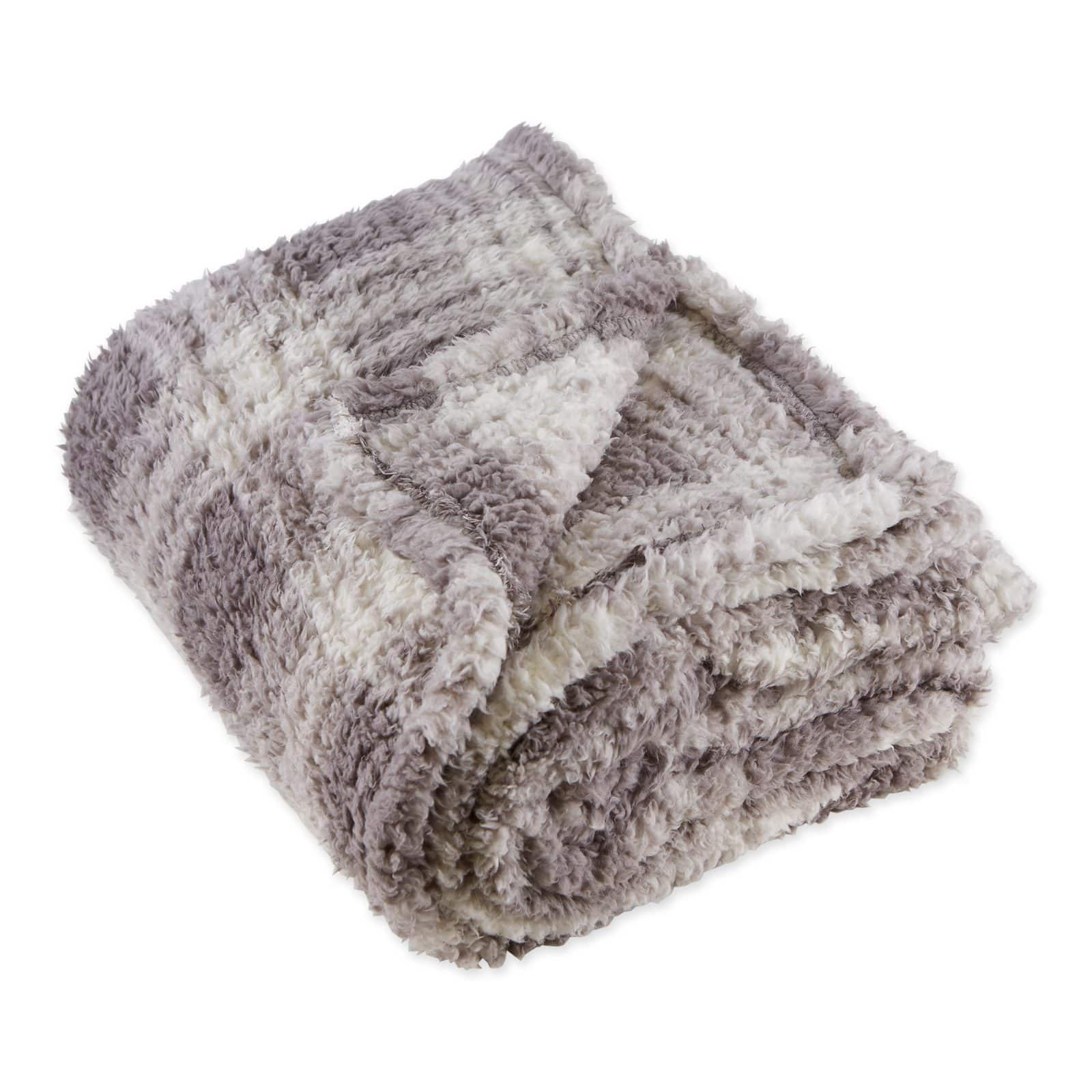 DII&#xAE; Gray Farmhouse Plush Plaid Throw