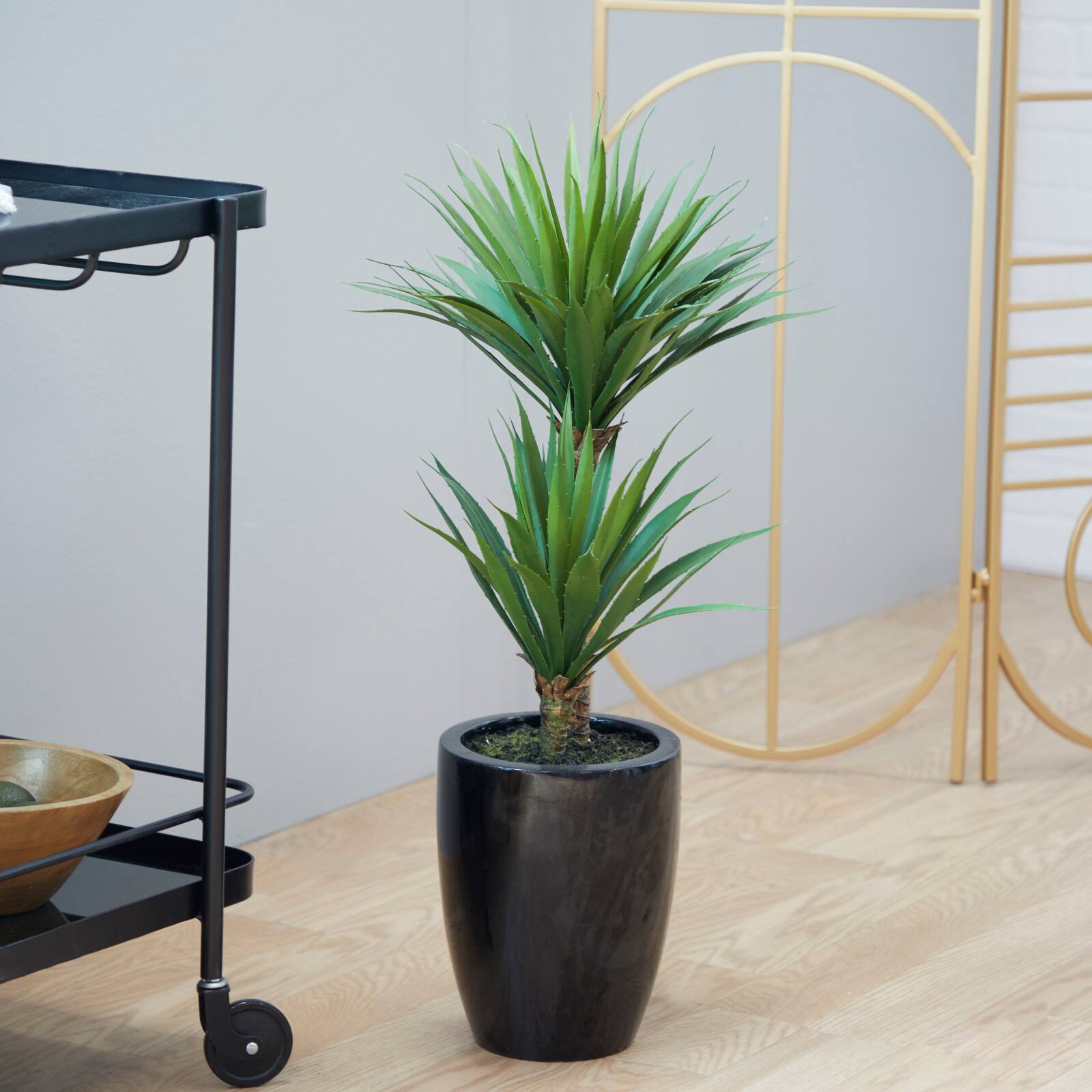 31" Black Contemporary Floral & Botanical Artificial Foliage