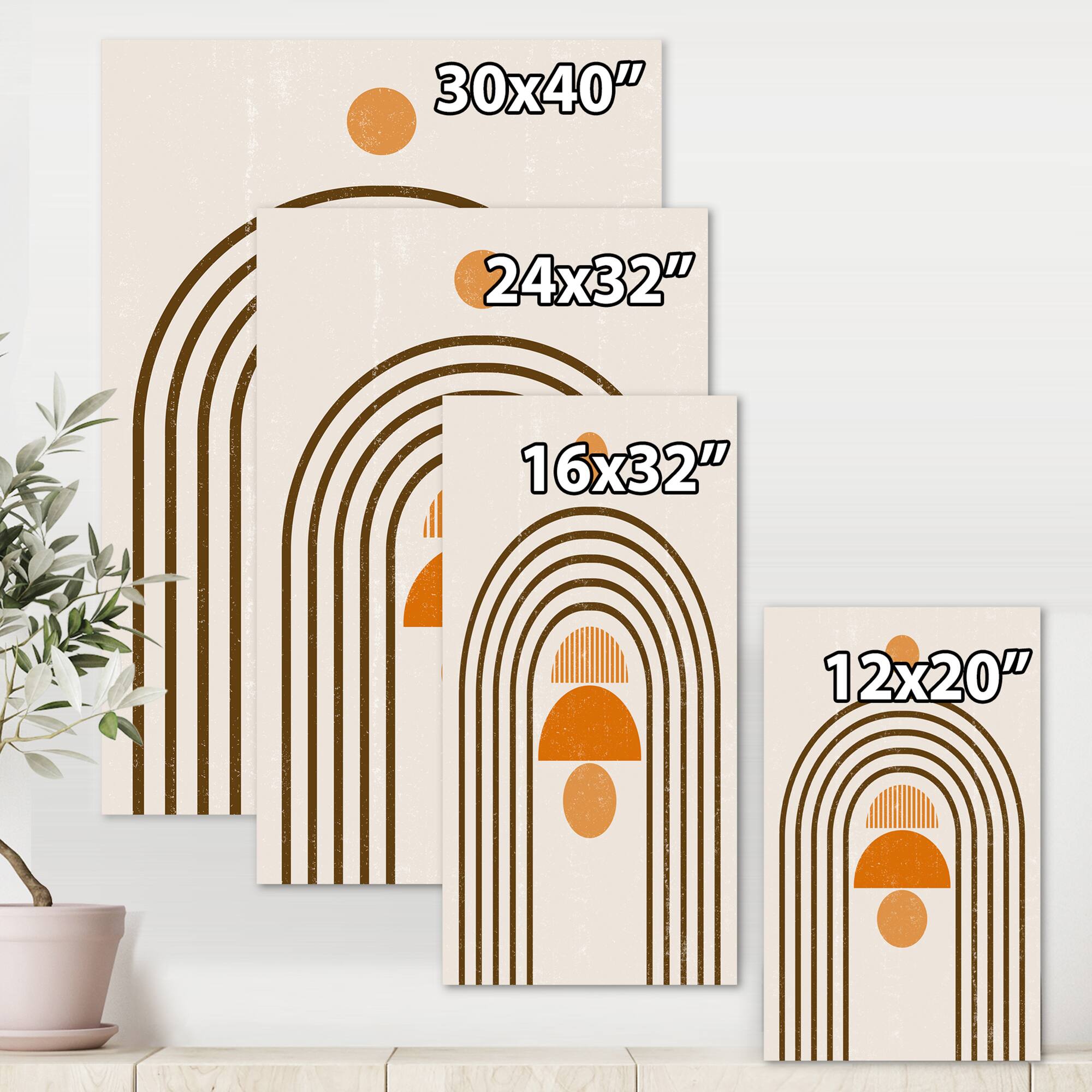 Designart - Abstract Rainbow Sun and Moon In Earth Tones IV