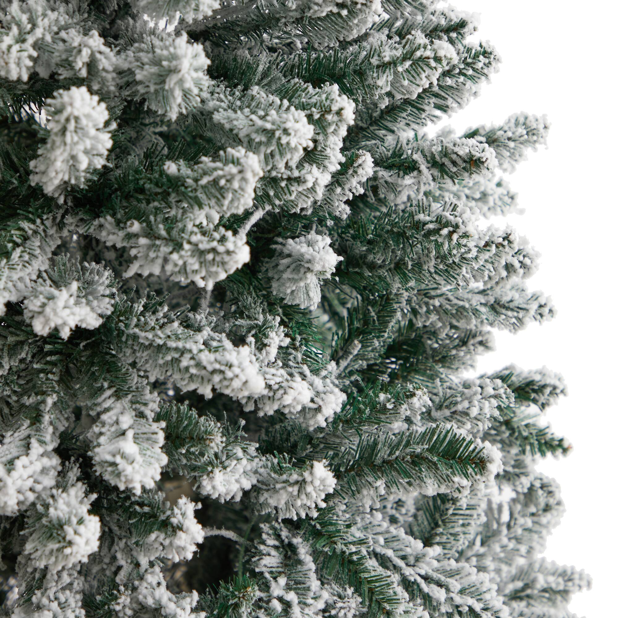 6ft. Pre-Lit Slim Flocked Montreal Fir Artificial Christmas Tree