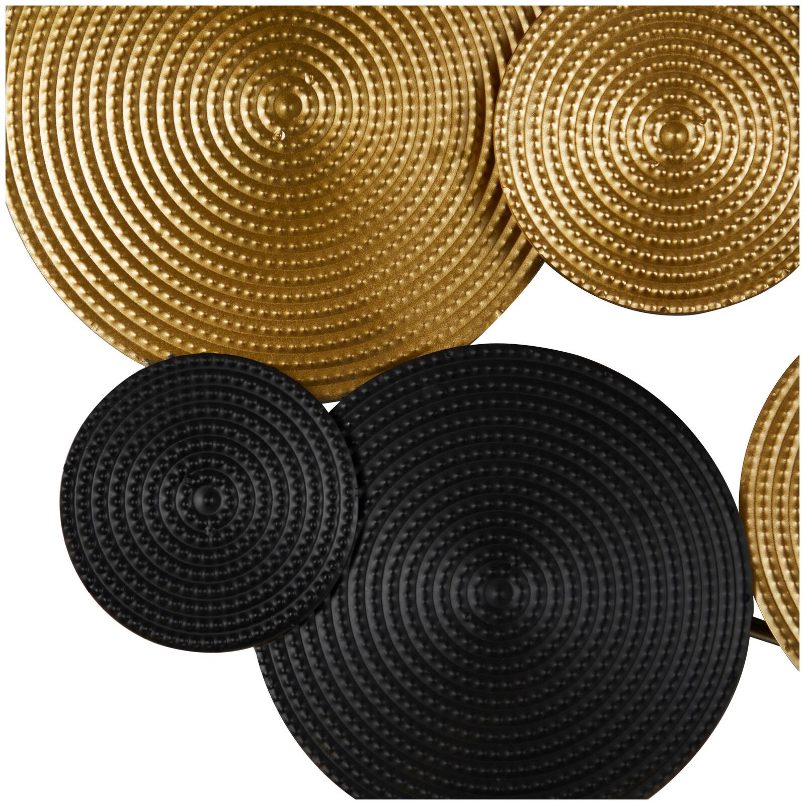 CosmoLiving by Cosmopolitan Gold Metal Overlapping Textured Spiral Plate Wall Decor with Black Accents 60" x 3" x 26"