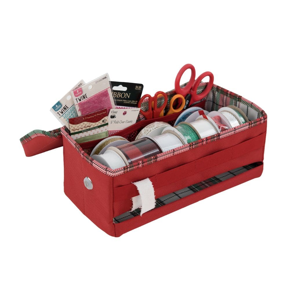 Everything Mary Red &#x26; Plaid Print Ribbon Storage Box