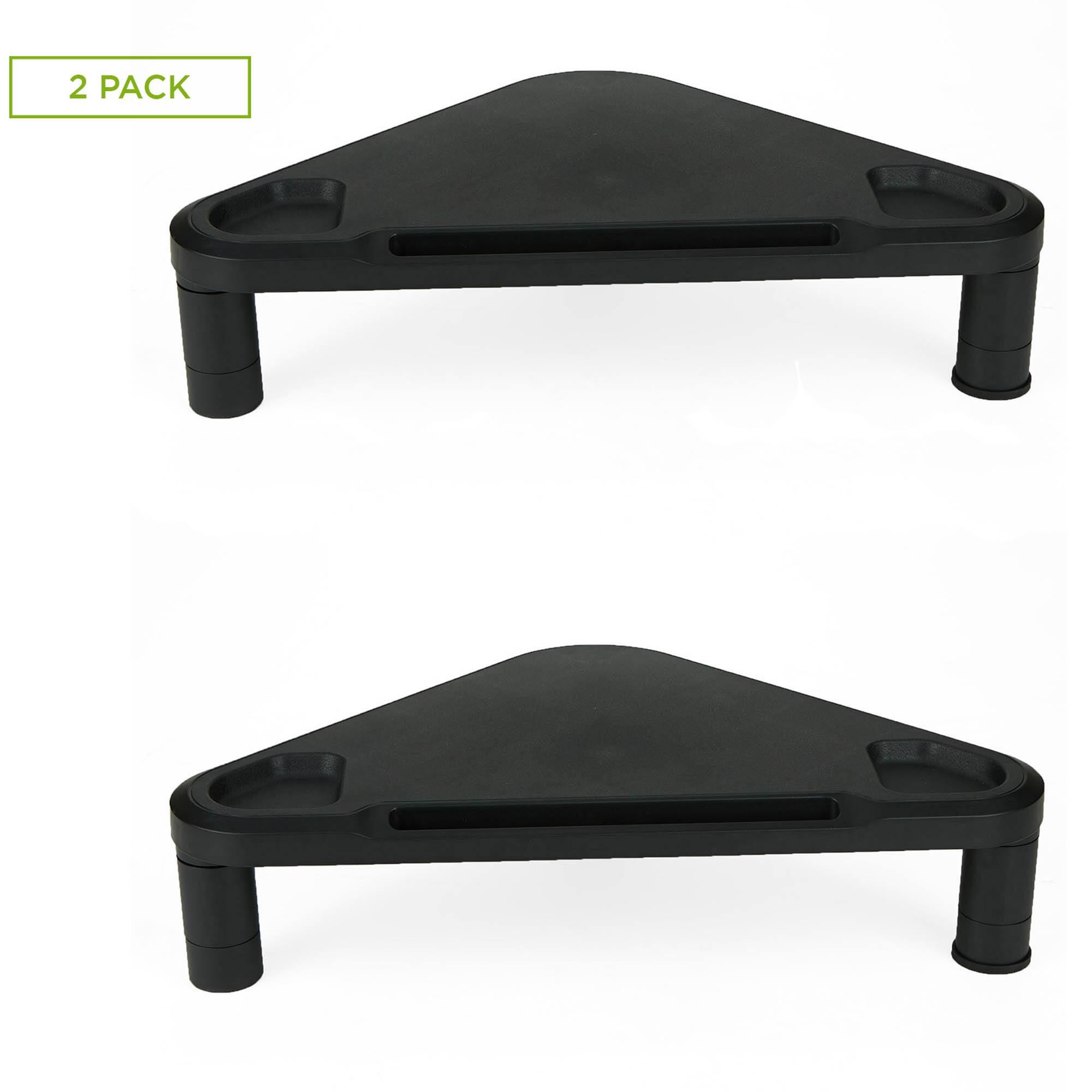 Mind Reader Black Monitor Plastic Stand Riser Set