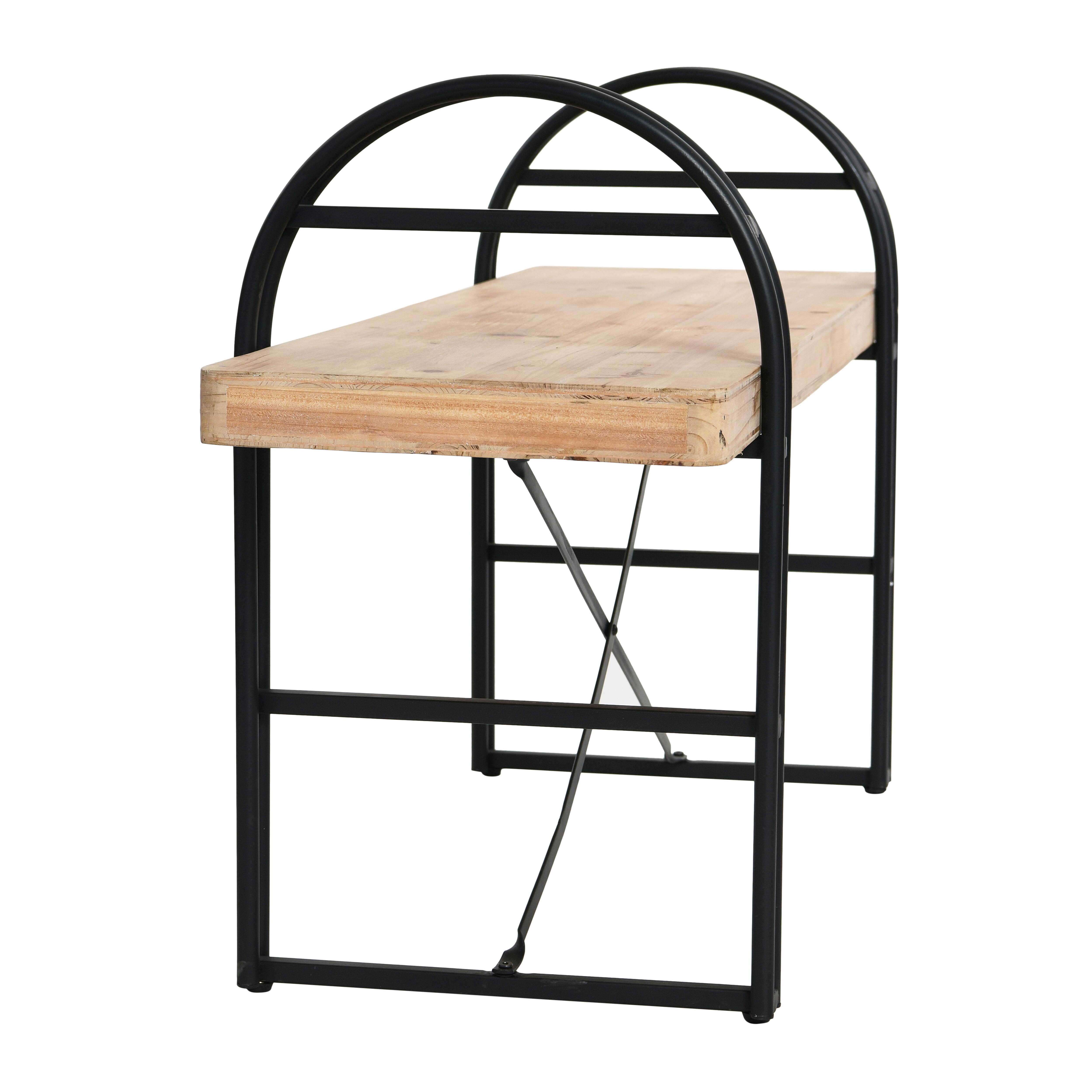 Hello Honey® 48" Light Brown Driftwood & Black Iron Bench