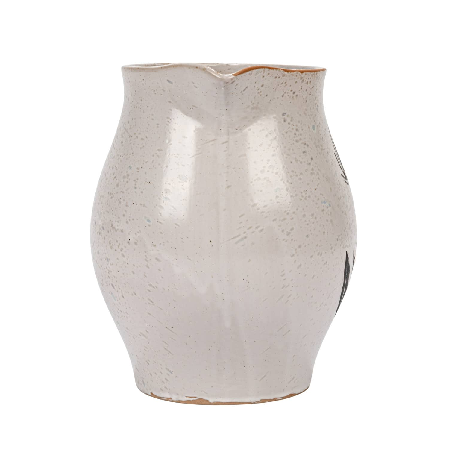 50oz. White &#x26; Black Reactive Glaze Flower Design Debossed Stoneware Pitcher