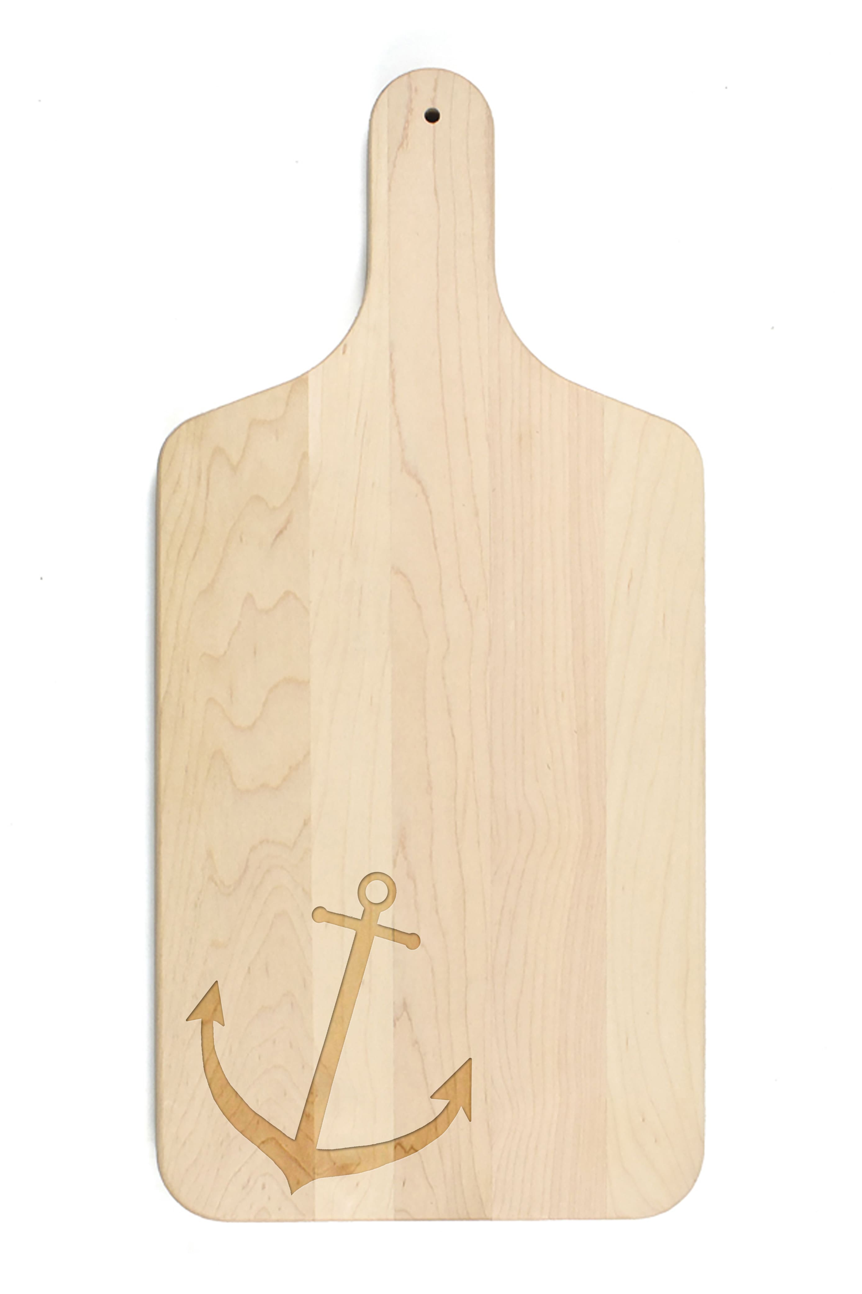 17" Anchor Icon Maple Wood Paddle Cutting Board