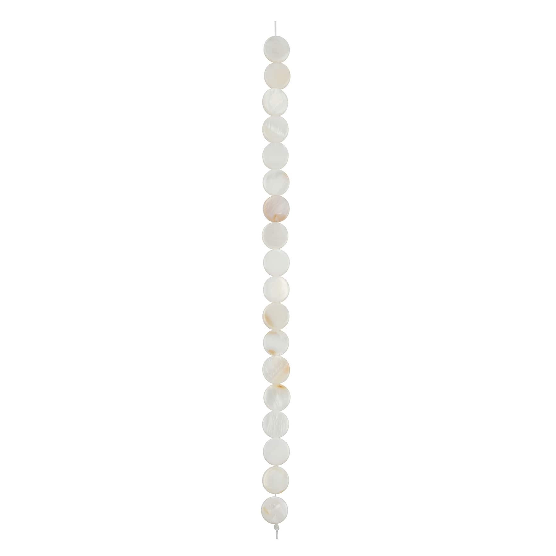 9.5mm White Disk Shell Beads by Bead Landing&#x2122;