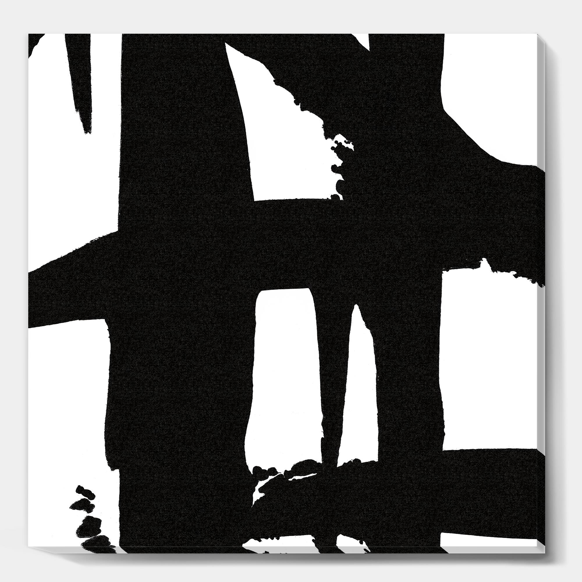 Designart - Black & White Crossing Paths II - Modern & Contemporary Canvas Artwork
