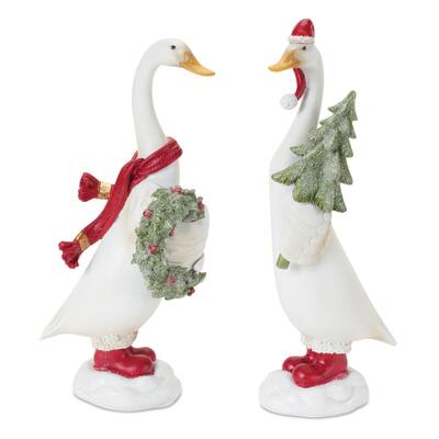 Holiday Goose Figurine with Wreath & Tree Accent Set | Michaels