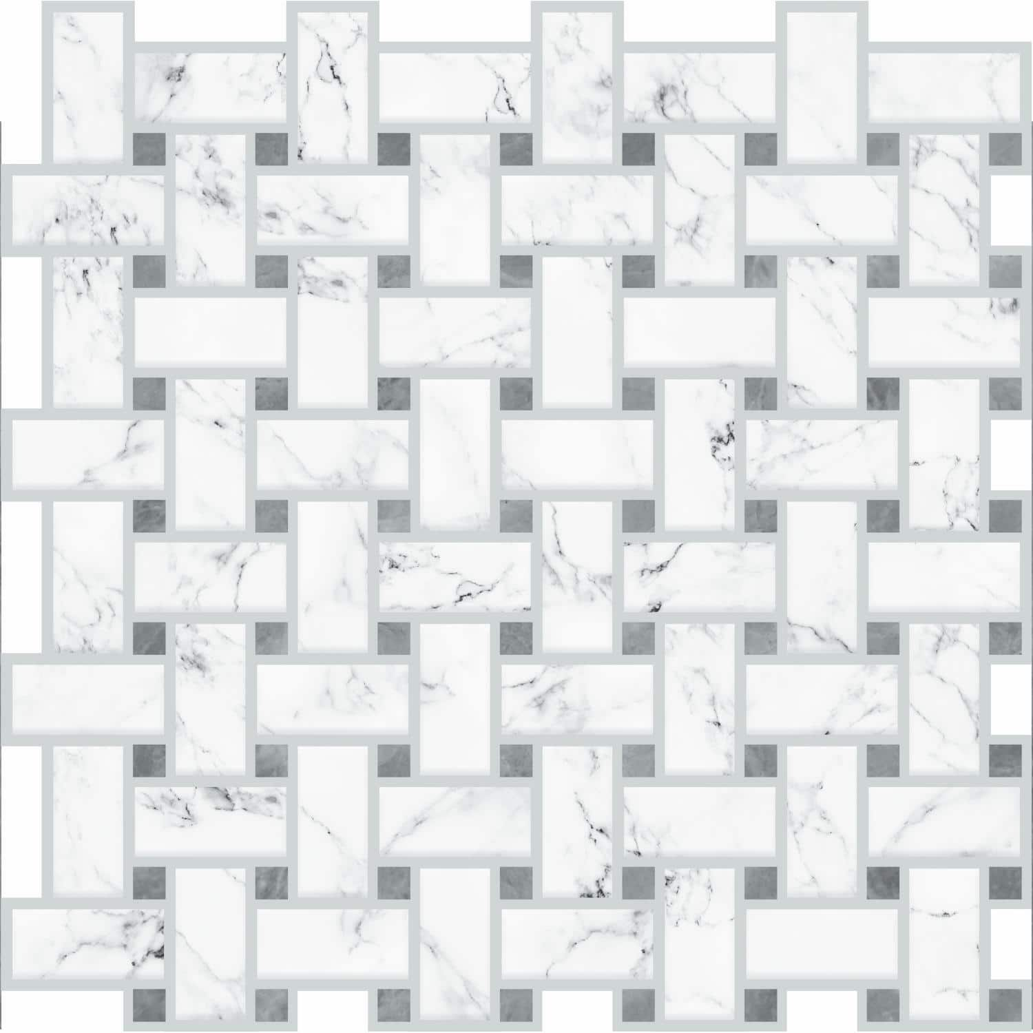 RoomMates Basketweave Carrara Marble Peel & Stick Backsplash StickTiles ...