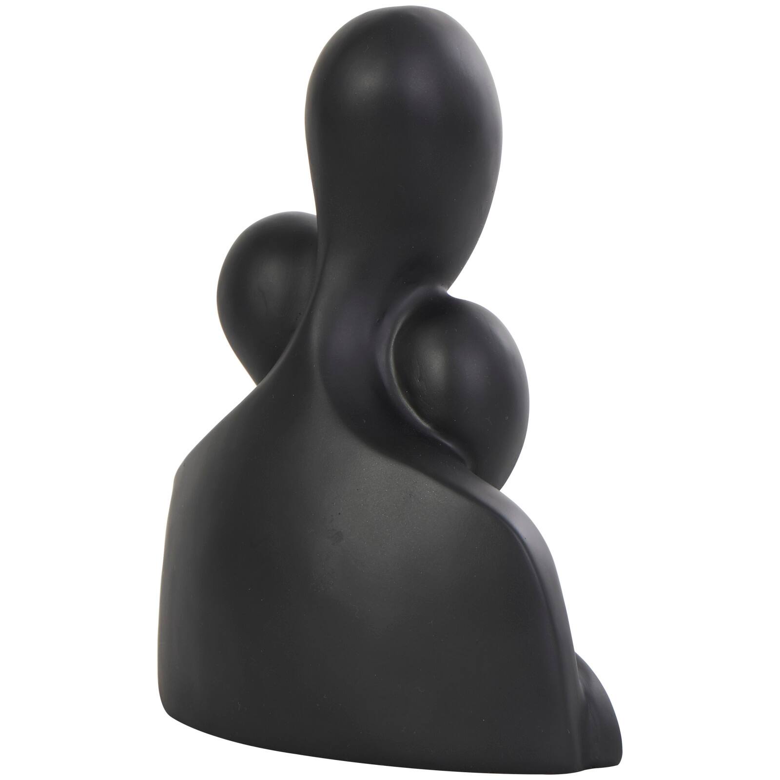 11&#x22; Black Polystone Abstract Nesting Family 3-Head Sculpture