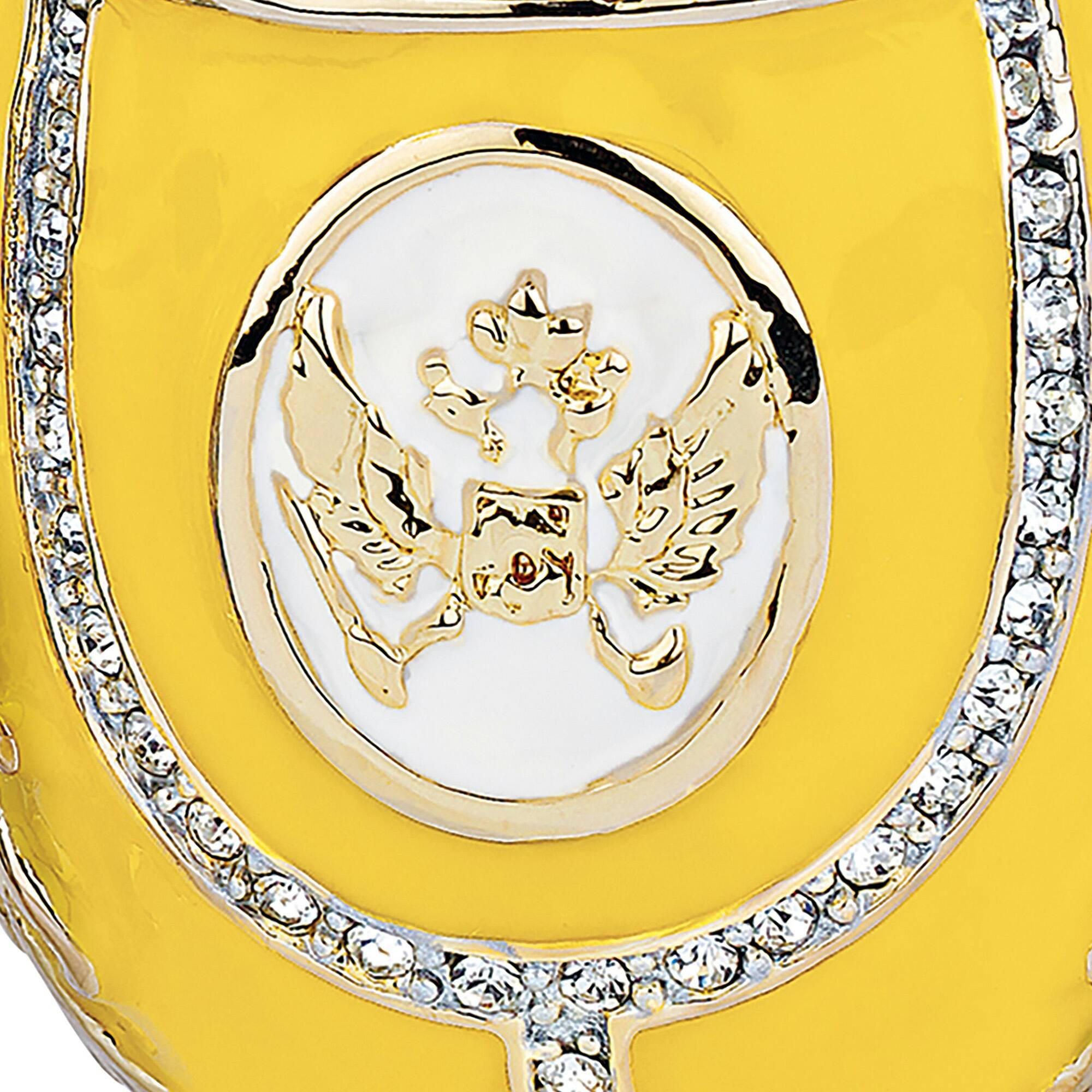 3" Lemon Yellow Russian Imperial Eagle Enameled Egg