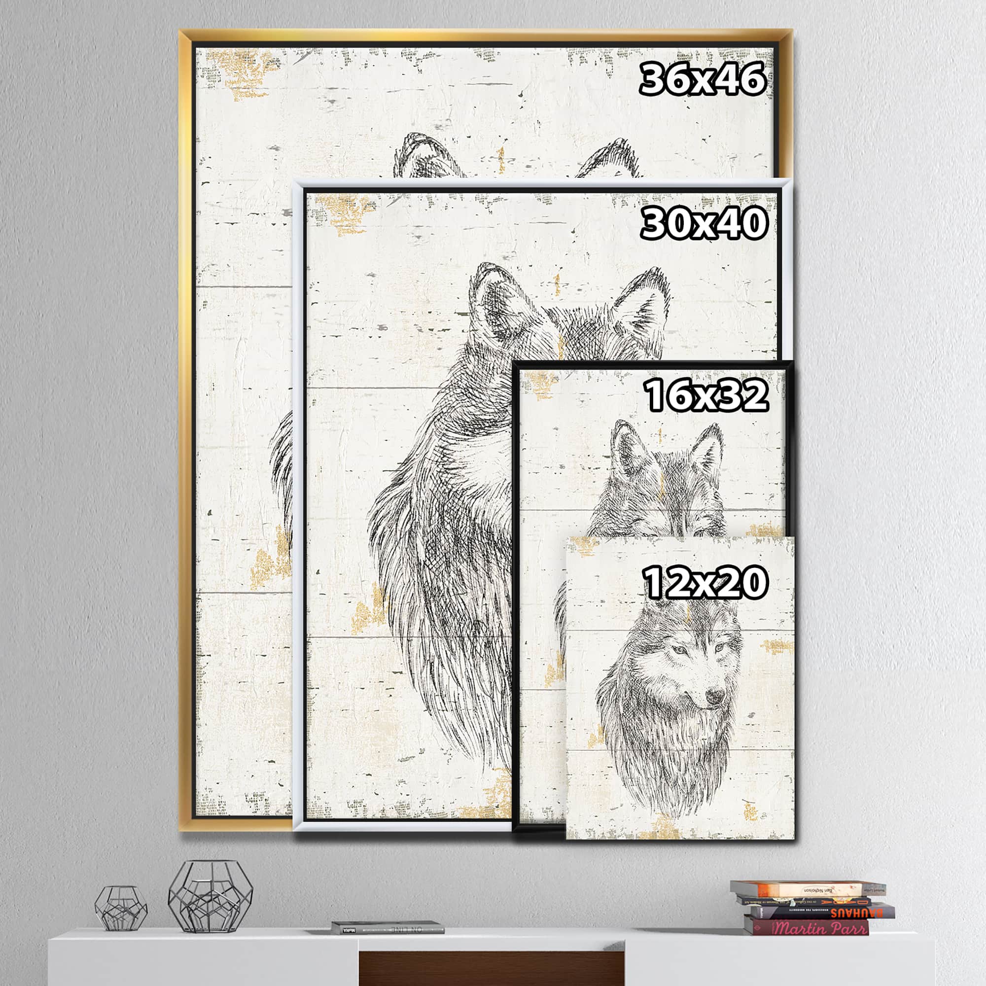 Designart - Wolf Wild and Beautiful III - Wildlife Animal Canvas in Gold Frame