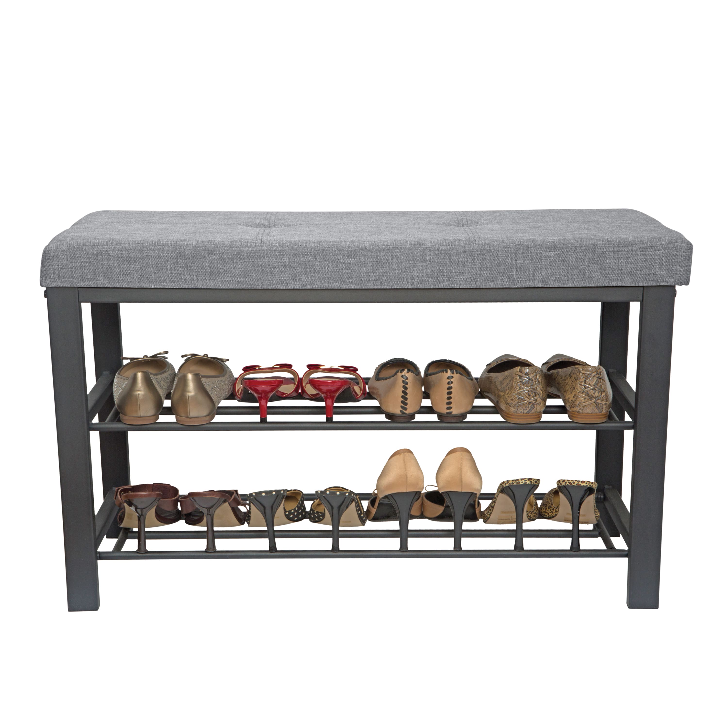Simplify Gray Entryway Bench with Shoe Storage