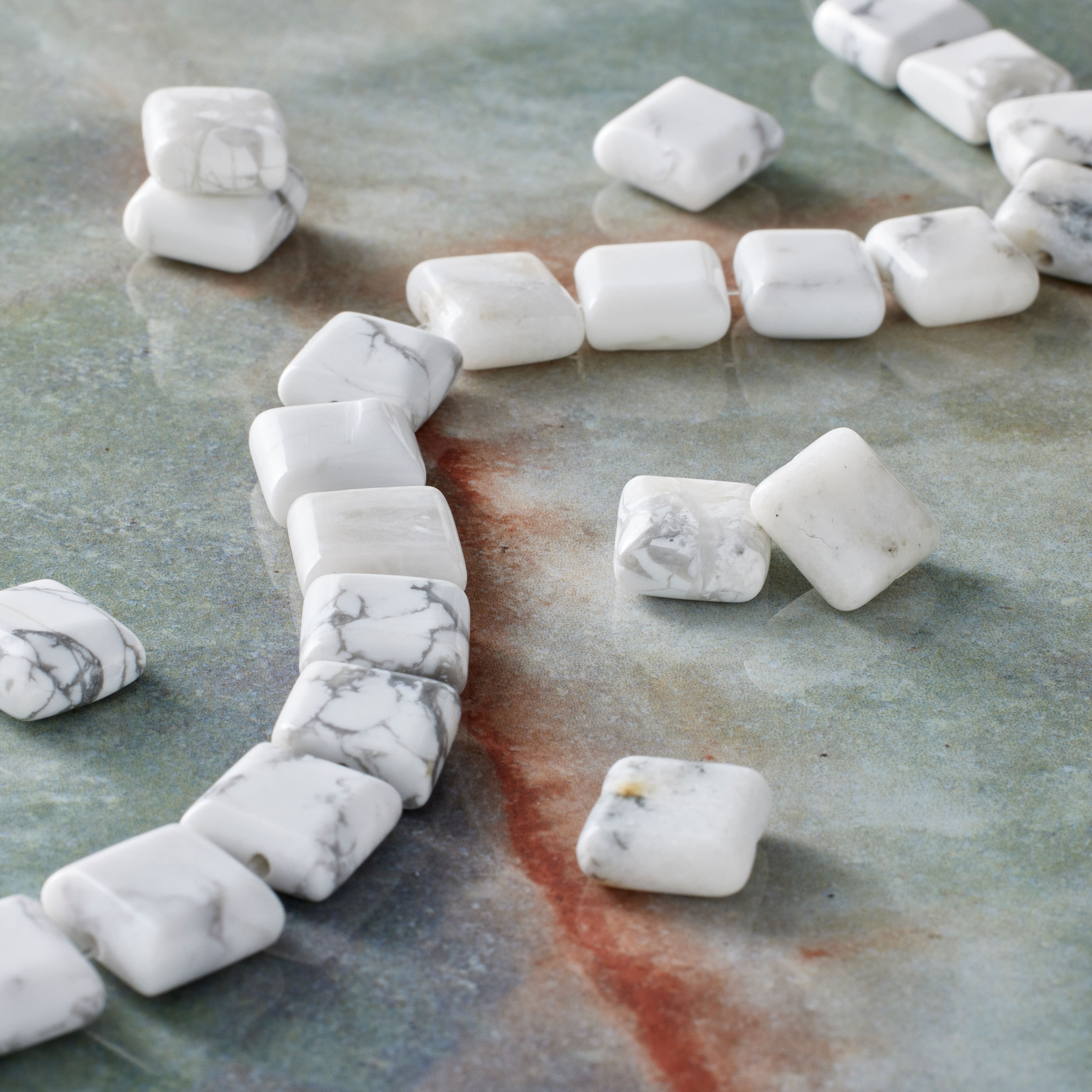 6 Pack: White Howlite Flat Square Beads, 10mm by Bead Landing™