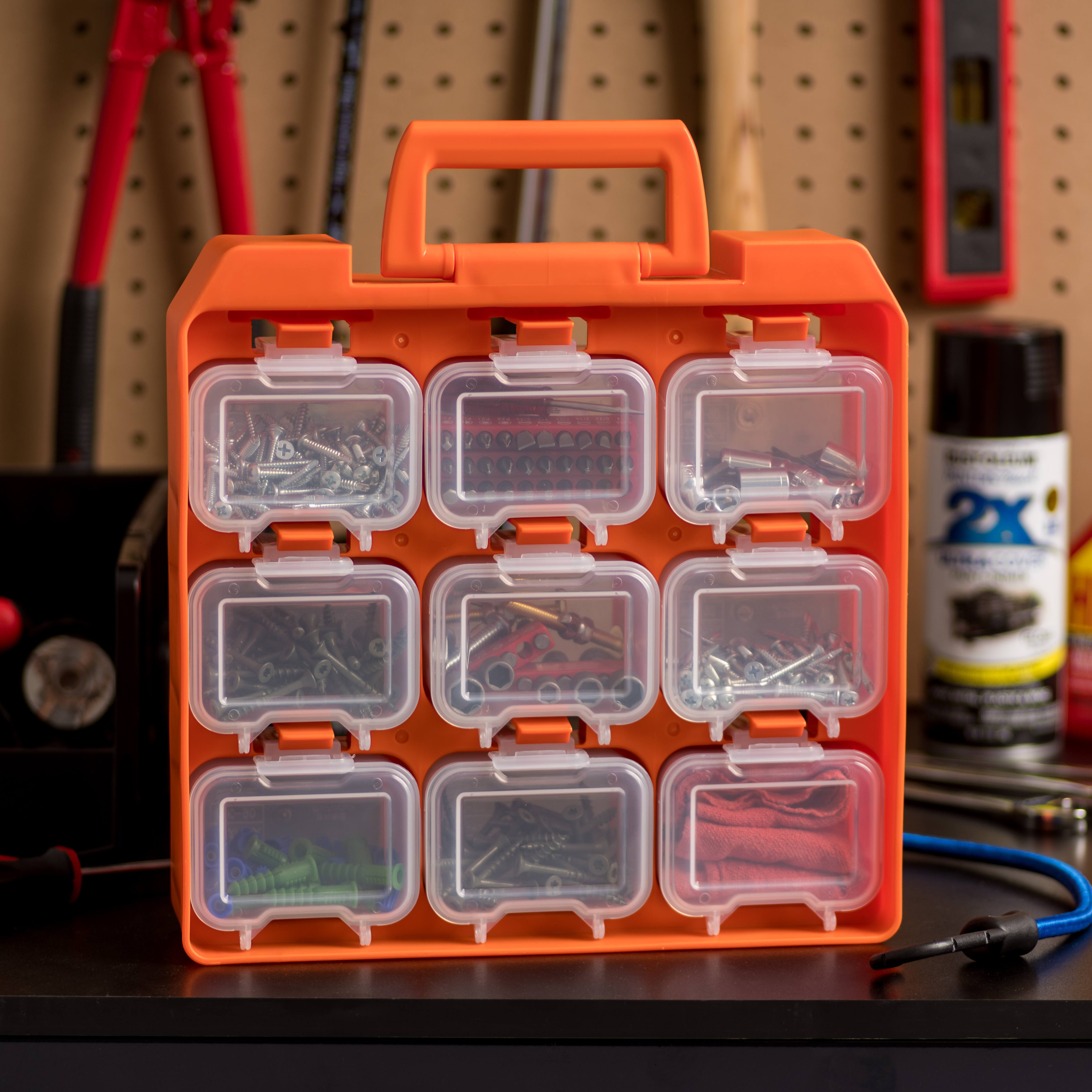 Iris® Orange 9-Compartment Utility Storage Case