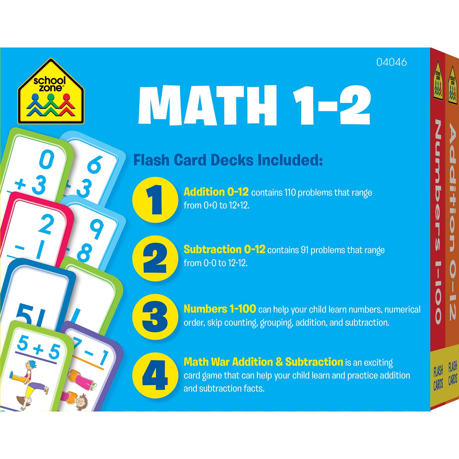School Zone® Math 1-2 Flash Card, 4 Pack