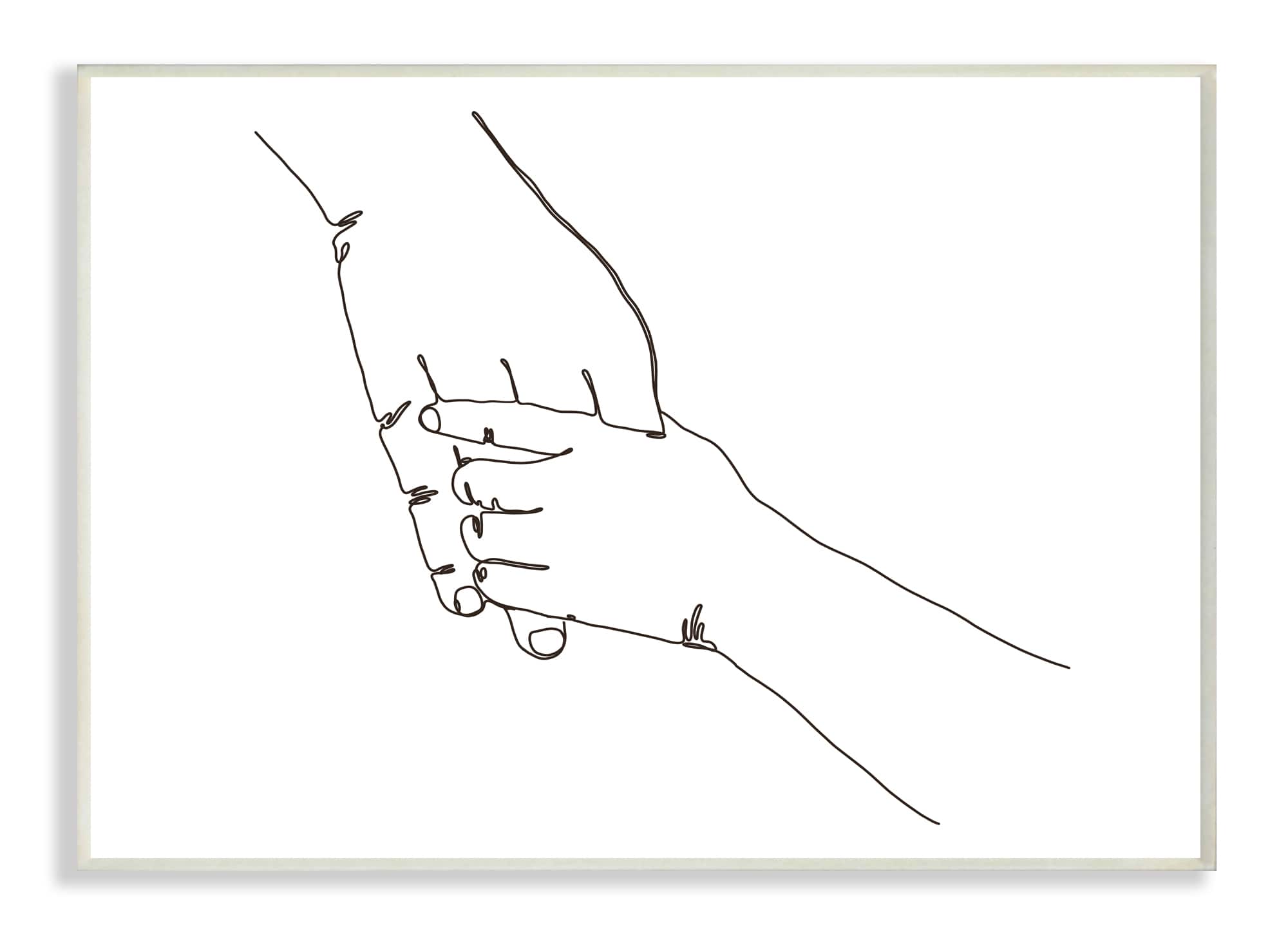 Stupell Industries Family Holding Hands Pose Minimal Linework Wall Plaque