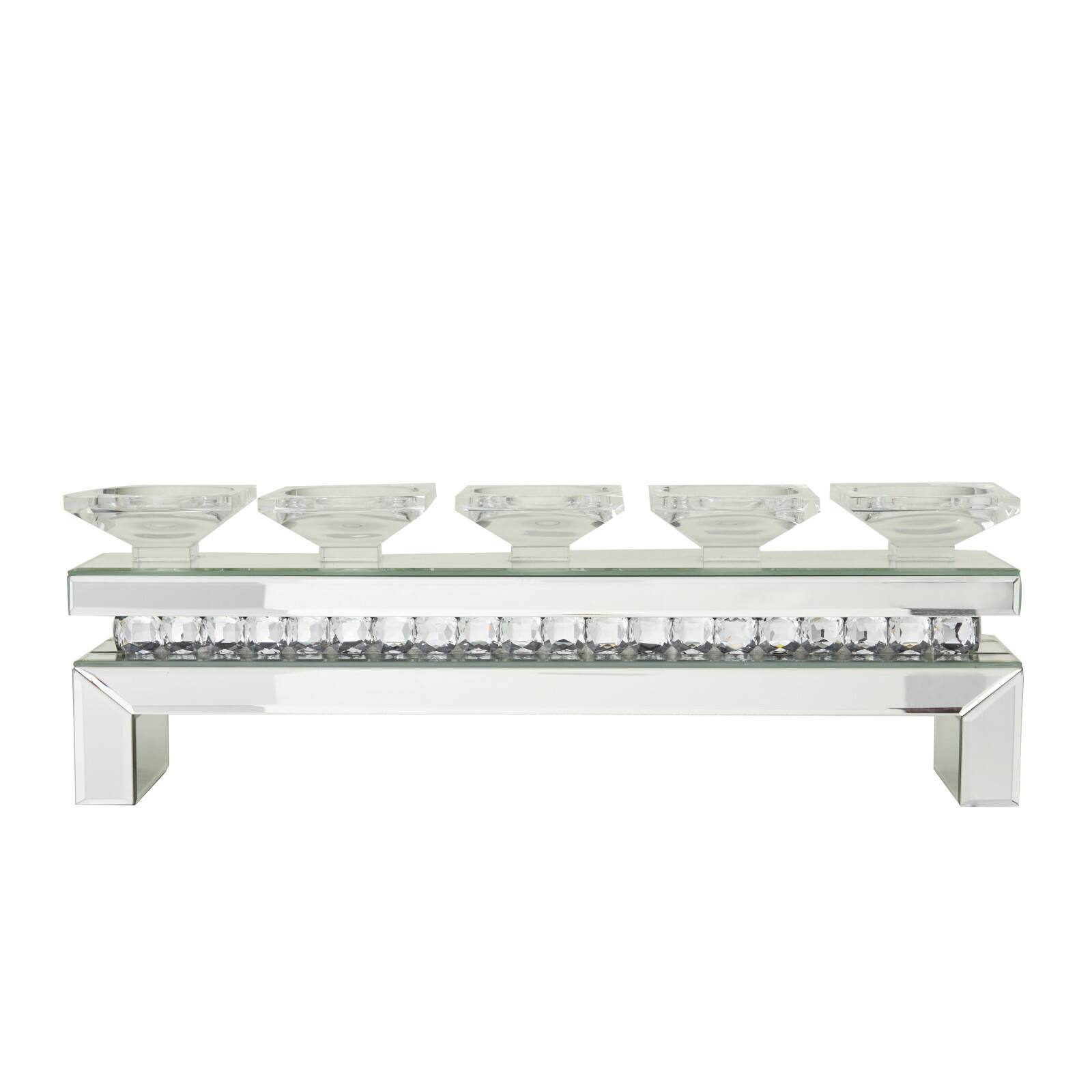 Set of 3 Silver MDF Glam Candle Holder, 7&#x22; x 20&#x22; x 4&#x22;