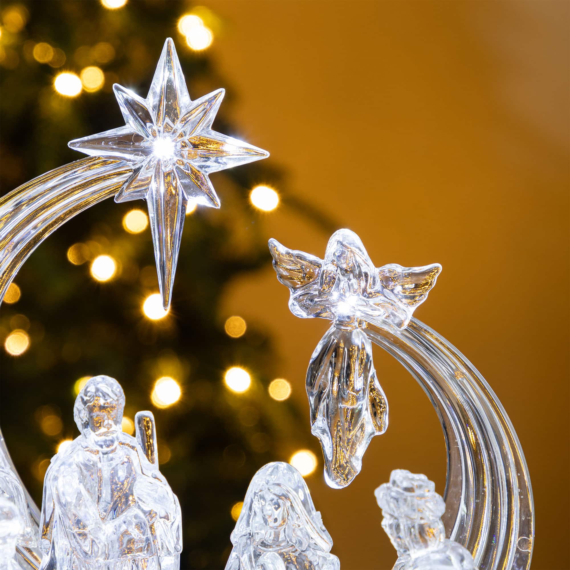 Glitzhome&#xAE; 9&#x22; Christmas Lighted Acrylic Tabletop Nativity Scene Figurine